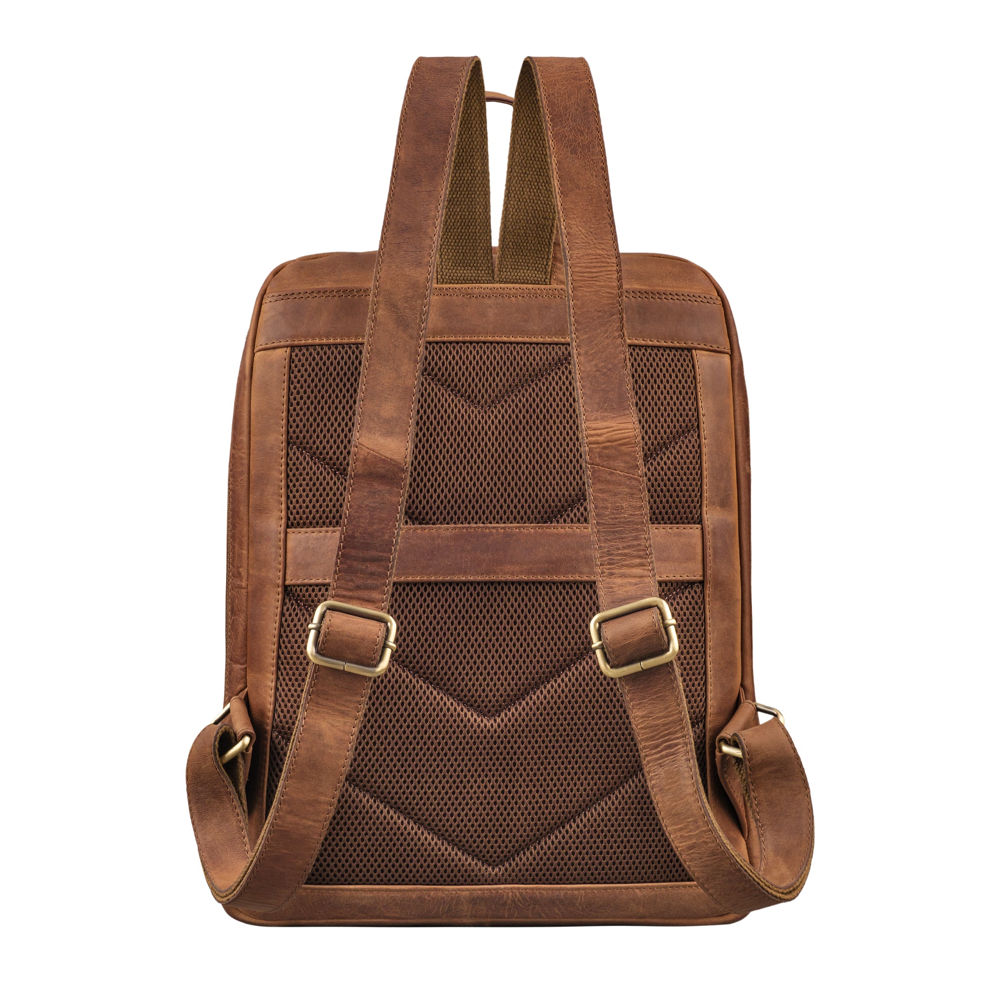 Lederrucksack braun mit verstellbaren Schultergurten