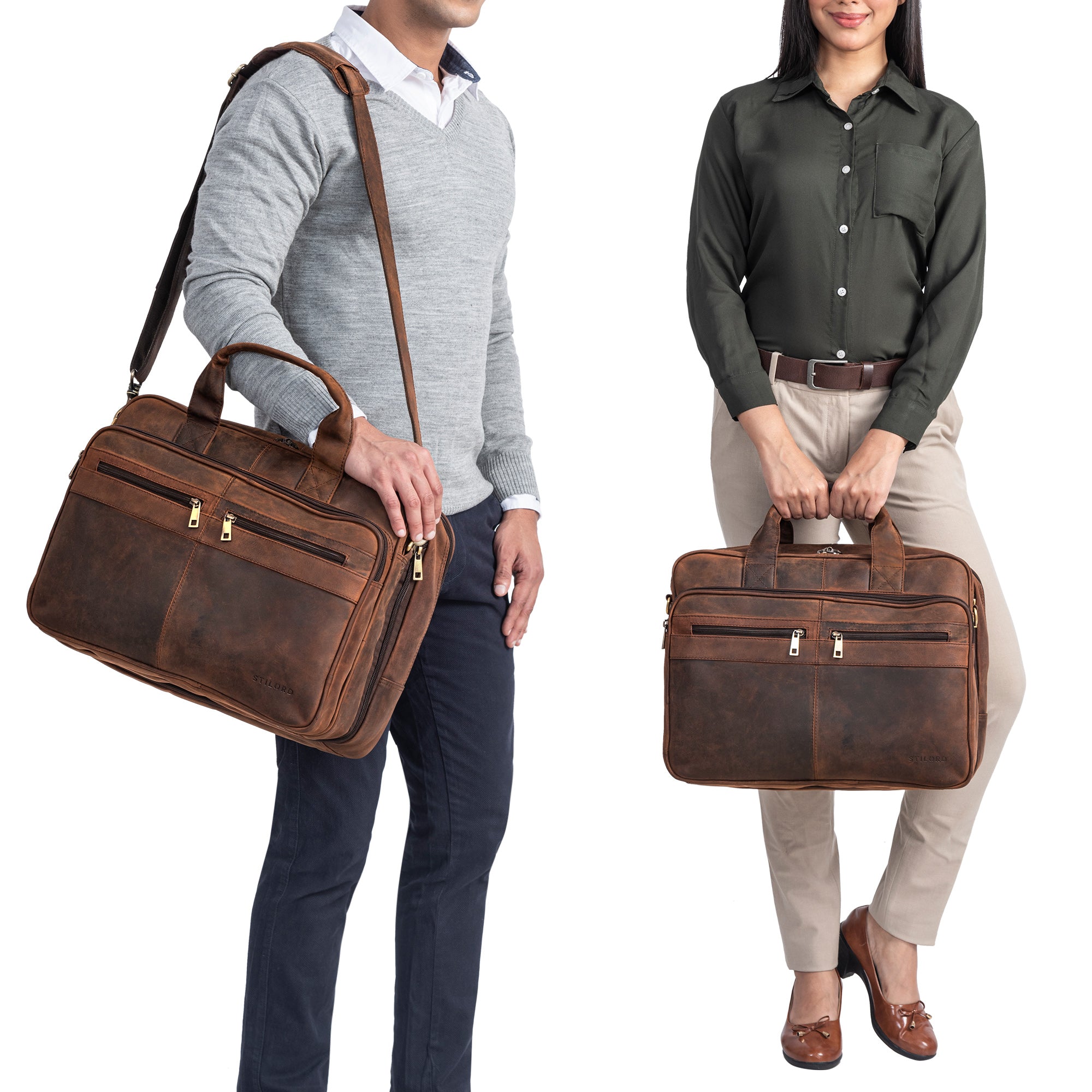 Braune Lehrertasche Leder groß
