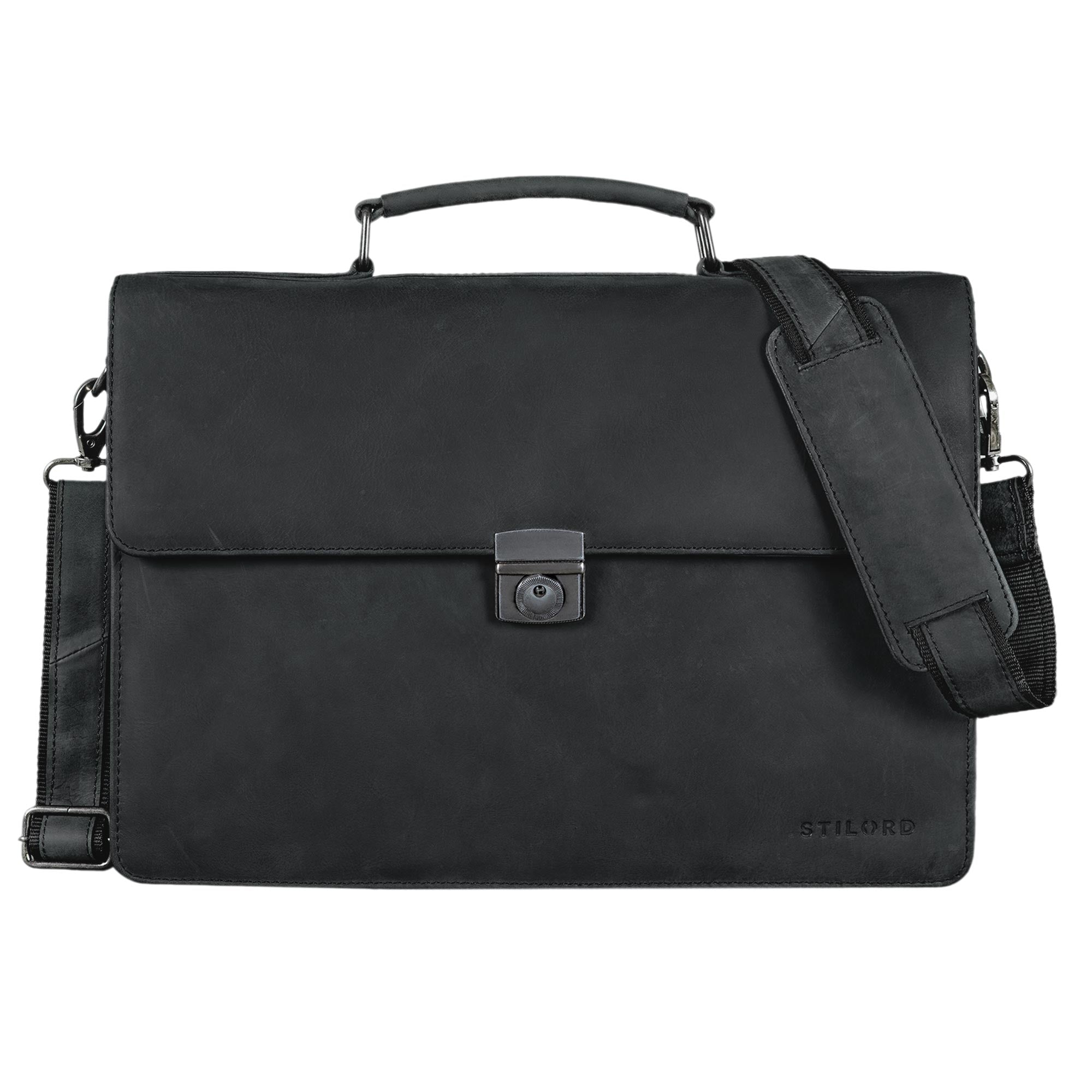 Schultertasche Leder schwarz