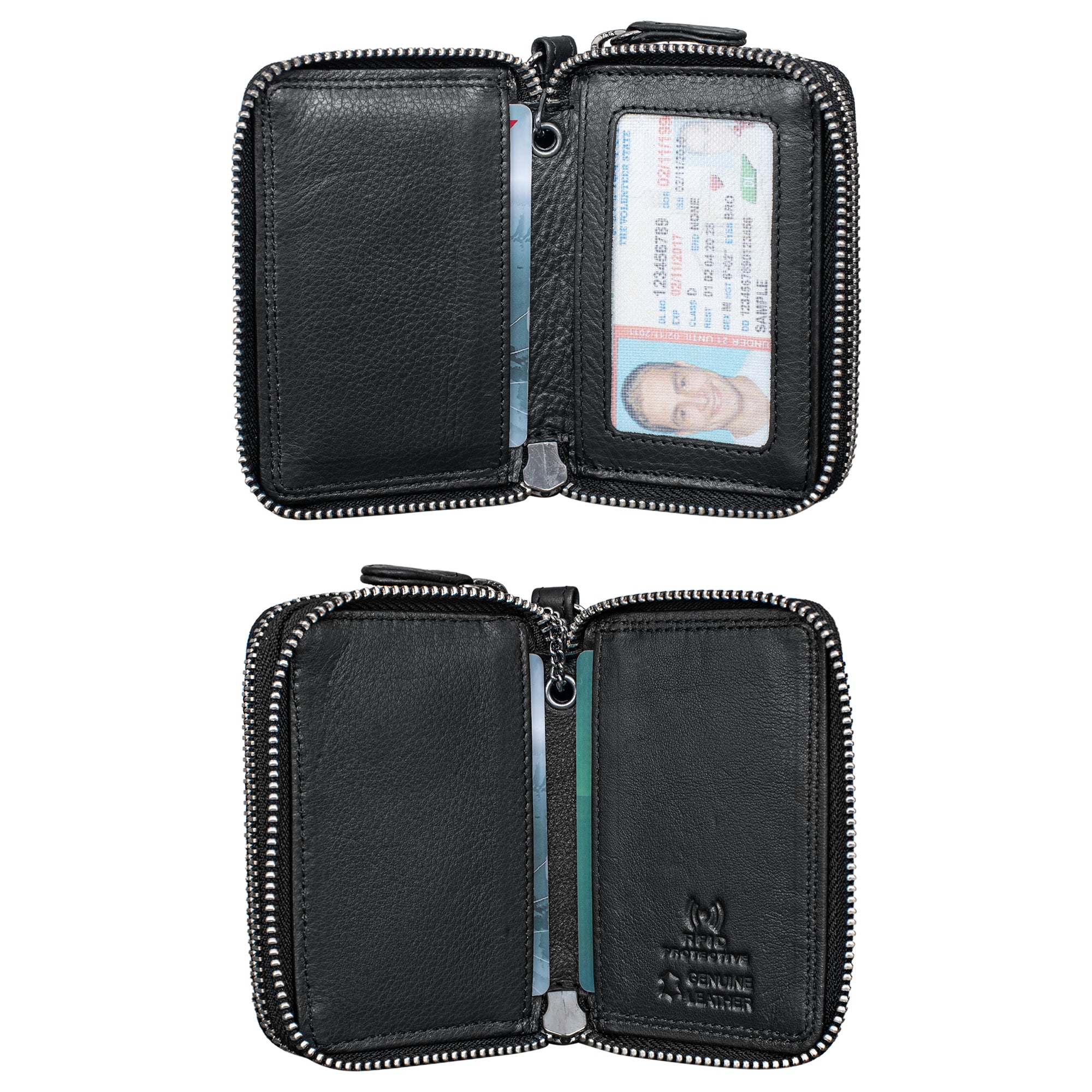Mini Geldbeutel für Schlüssel Leder schwarz