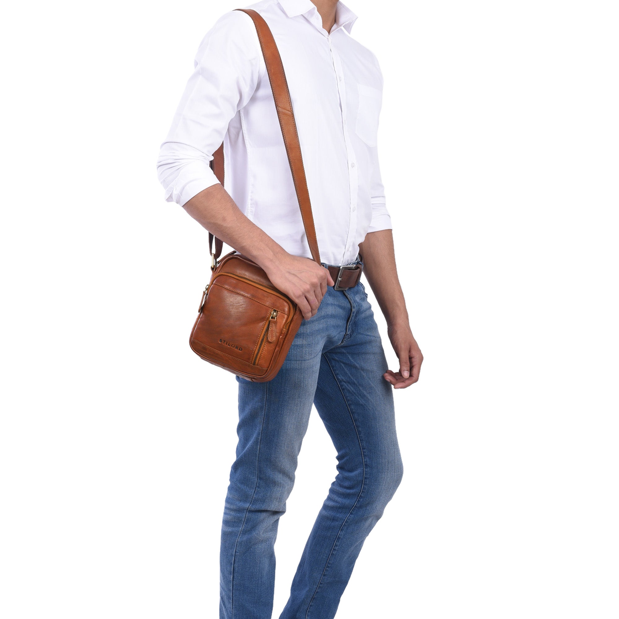 Ledertasche für Männer klein braun