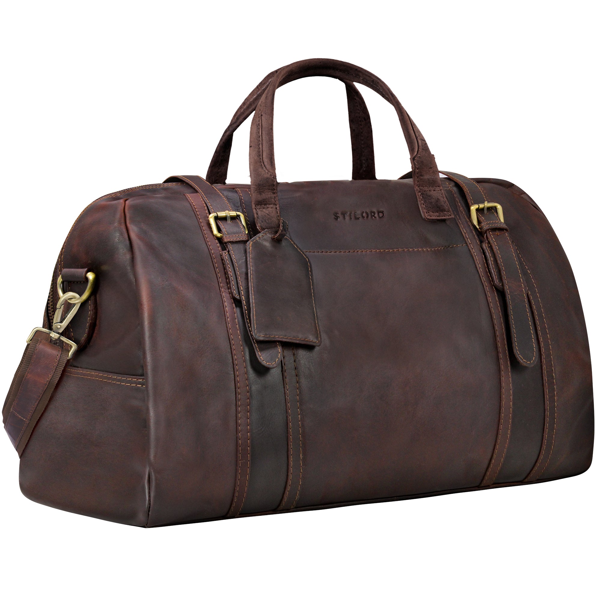 Vintage Reisetasche Echtleder Cognac Dunkelbraun für Herren und Damen