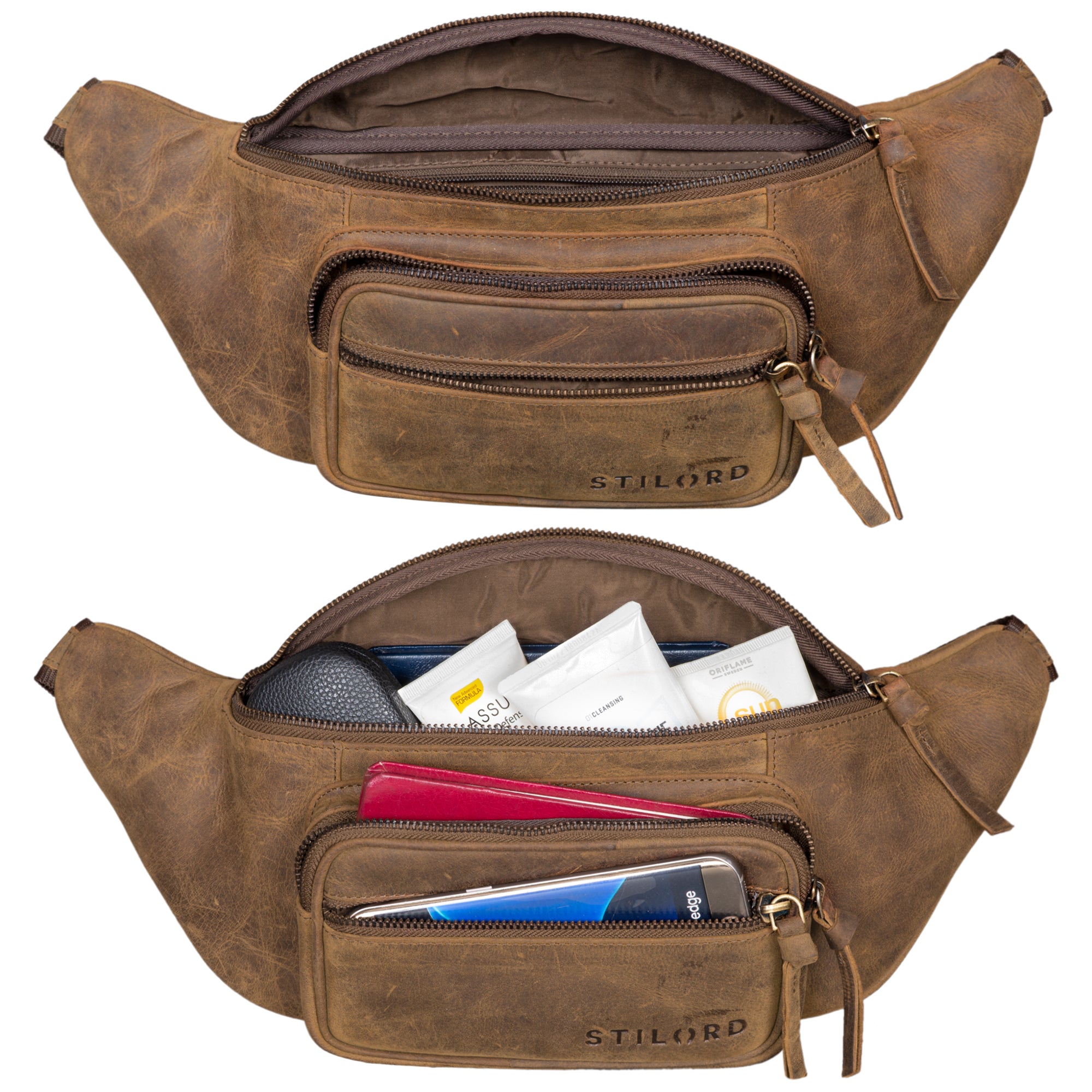 Bauchtasche Leder braun gross