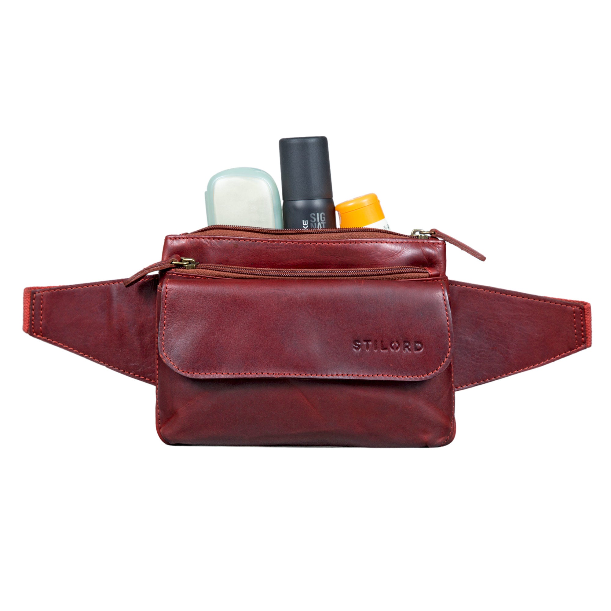 Bauchtasche aus Leder rot