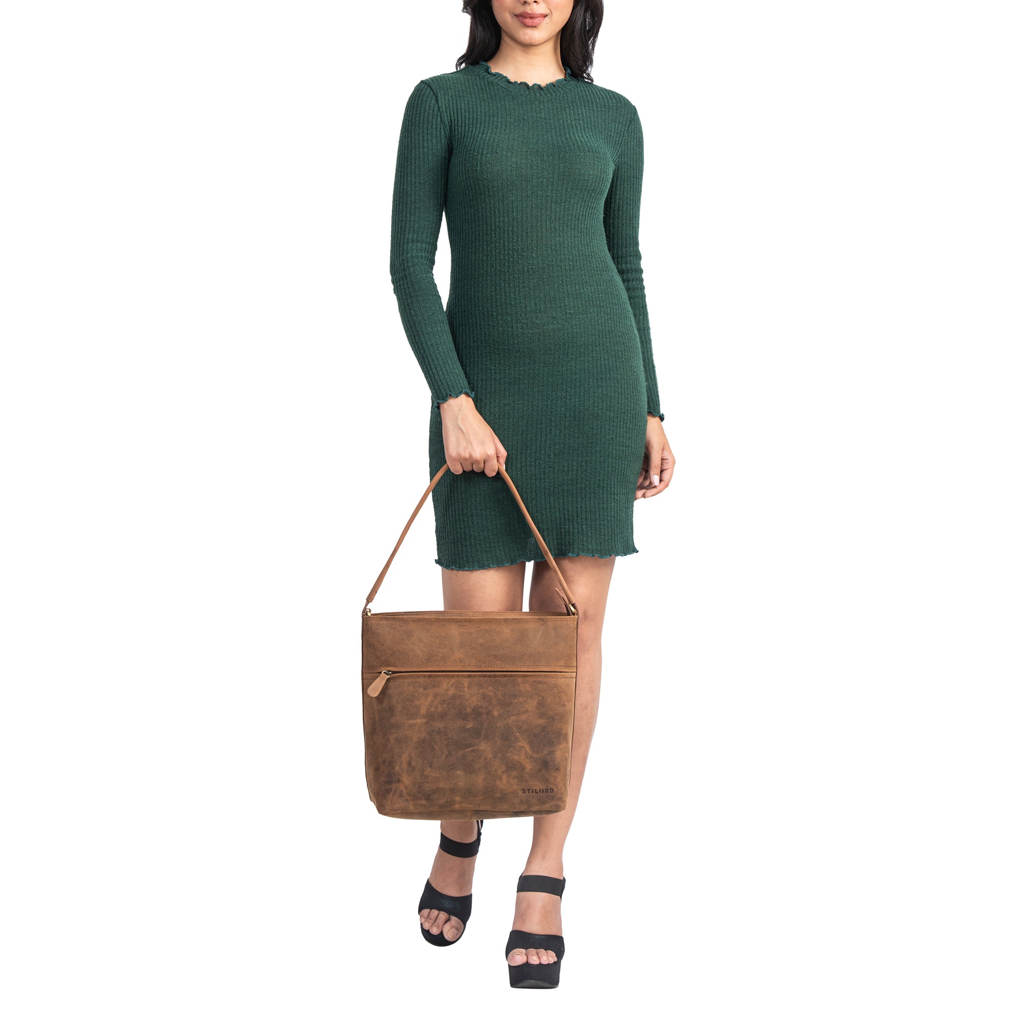 Leder Umhängetasche Vintage Damen braun