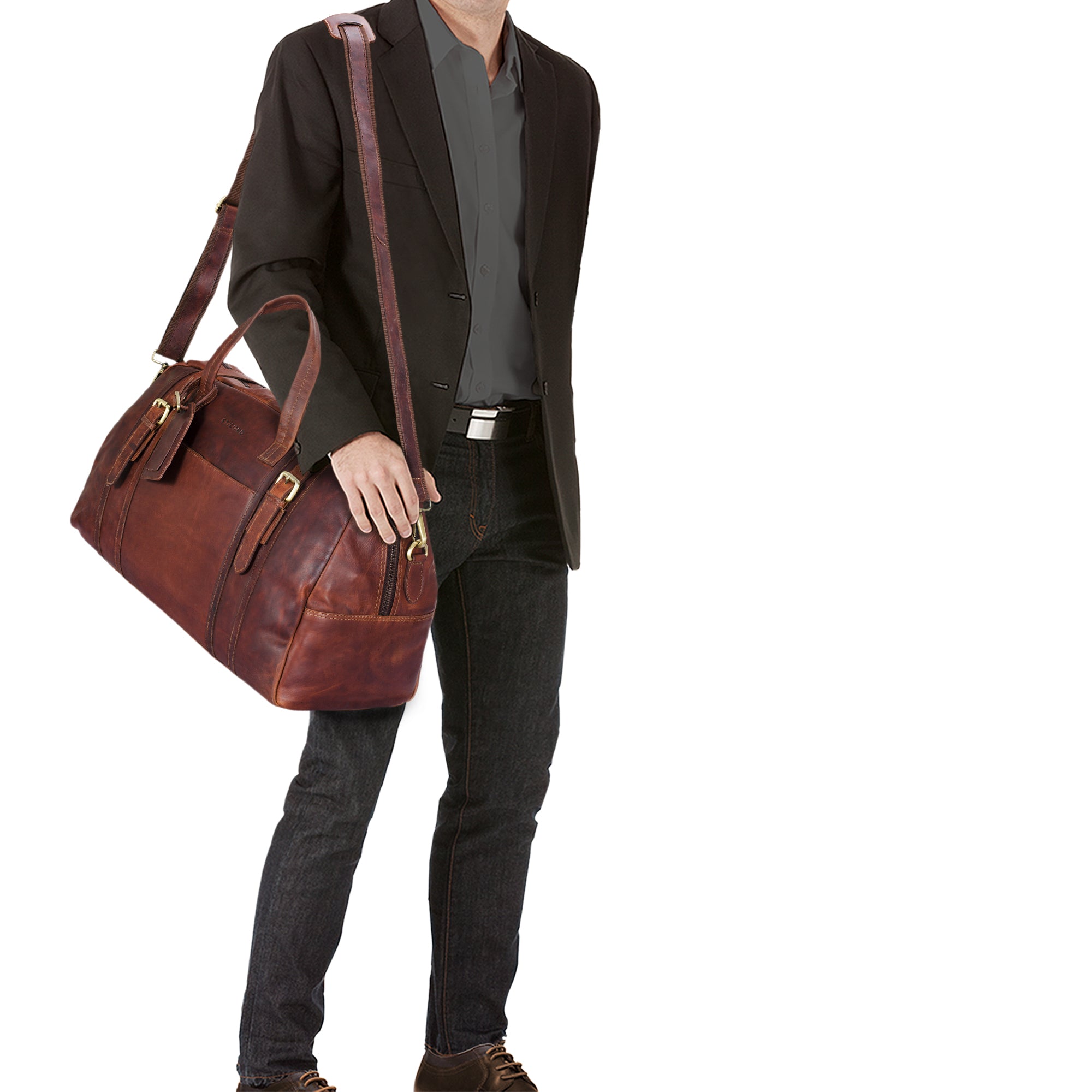 Große Reisetasche Leder braun