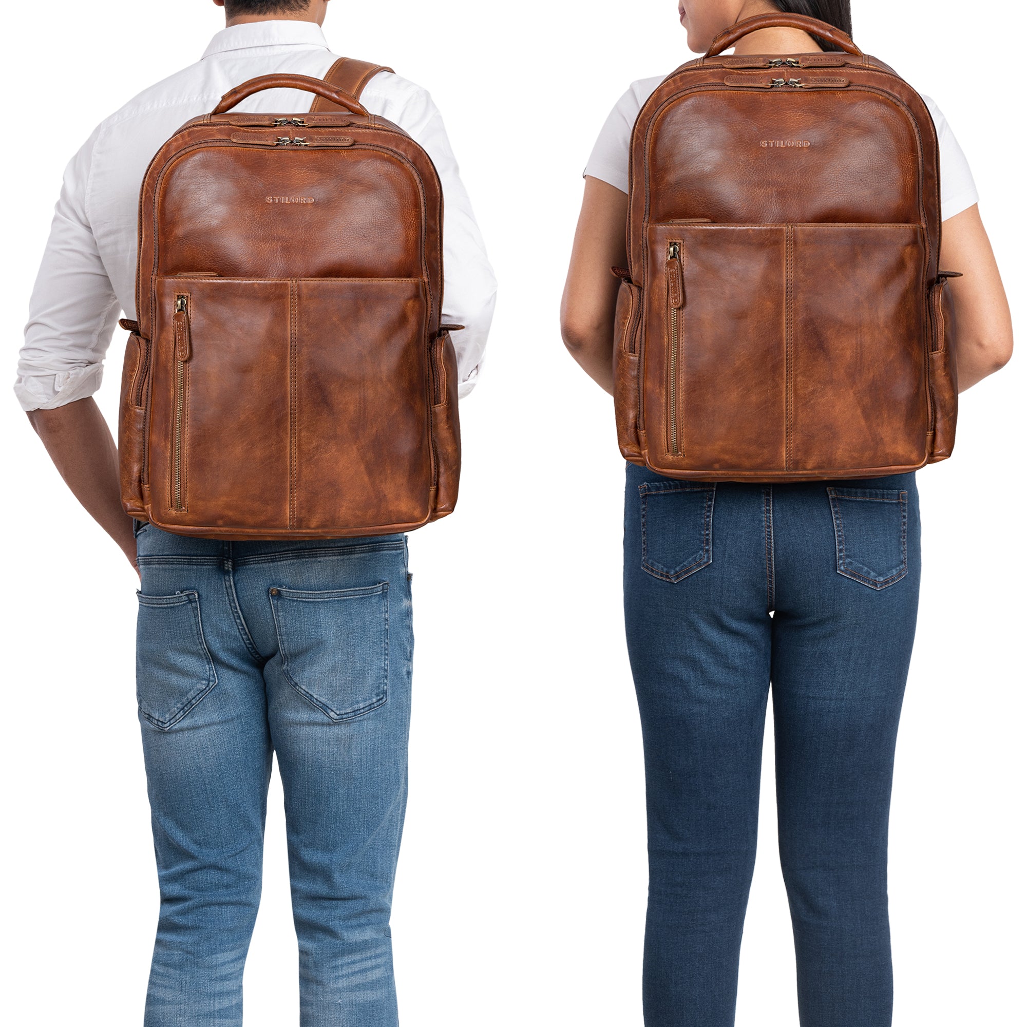 Leder Laptoprucksack 17 Zoll braun Herren und Damen