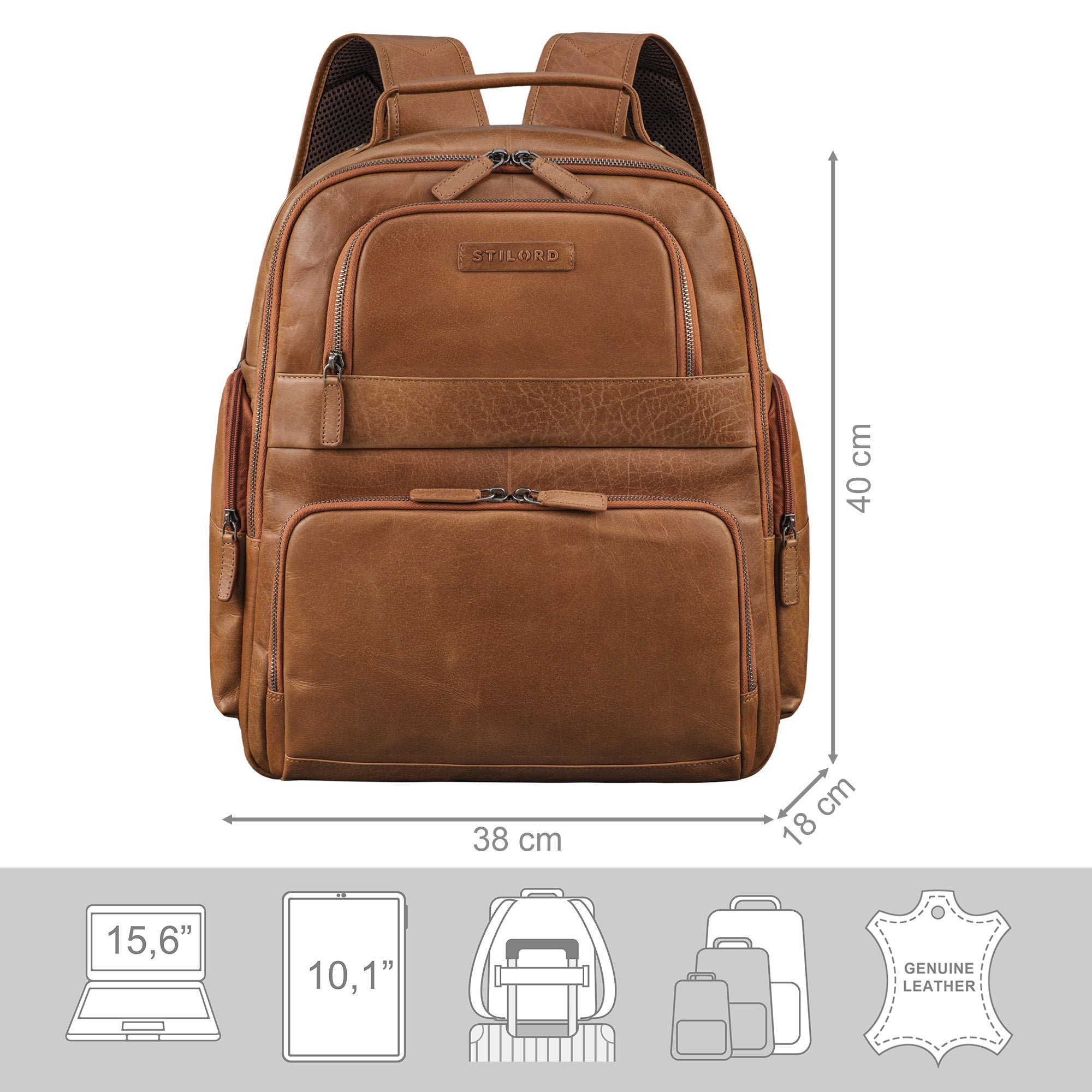 Damen Vintage Rucksack XXL braun Leder