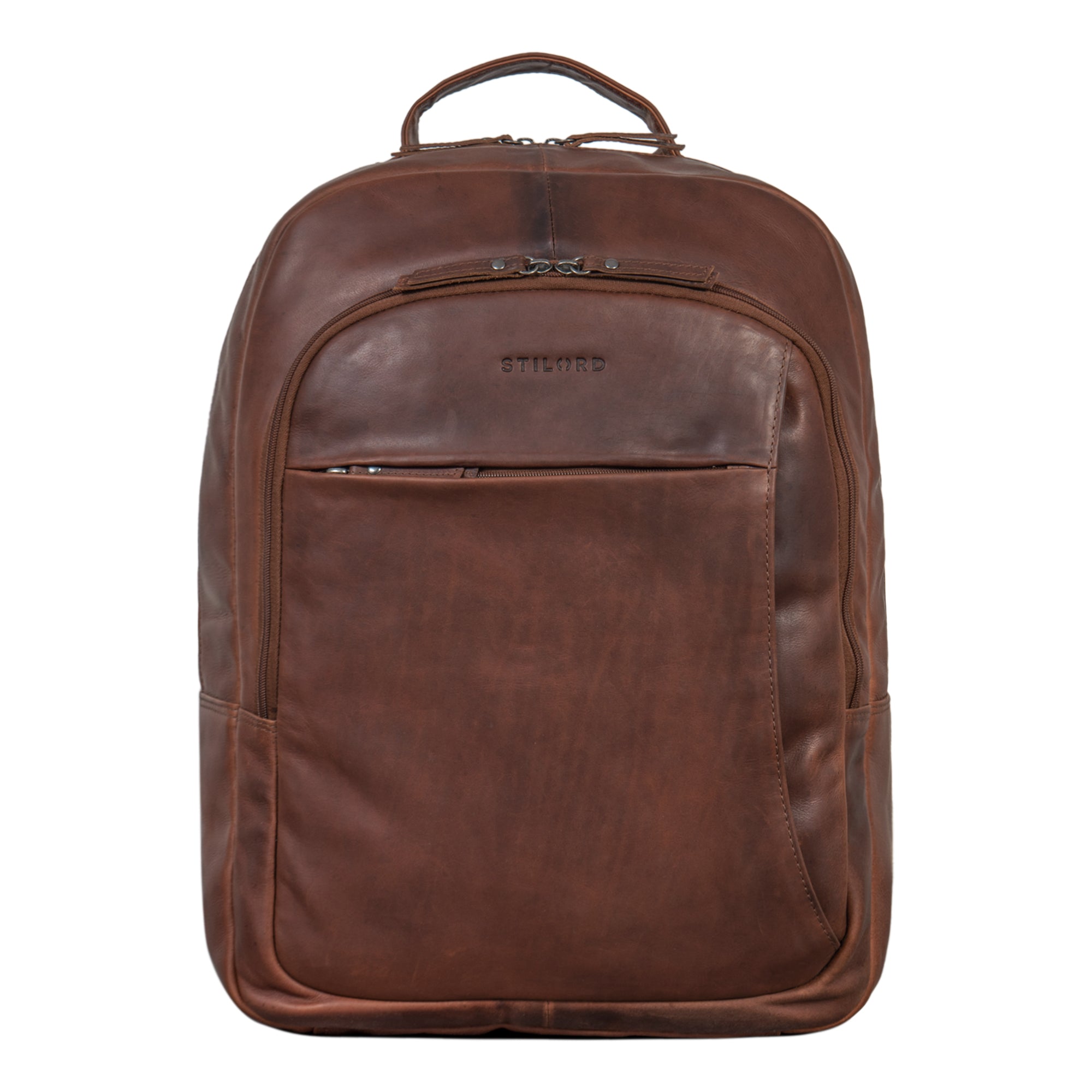 Mens Womens Backpack Echtleder Braun