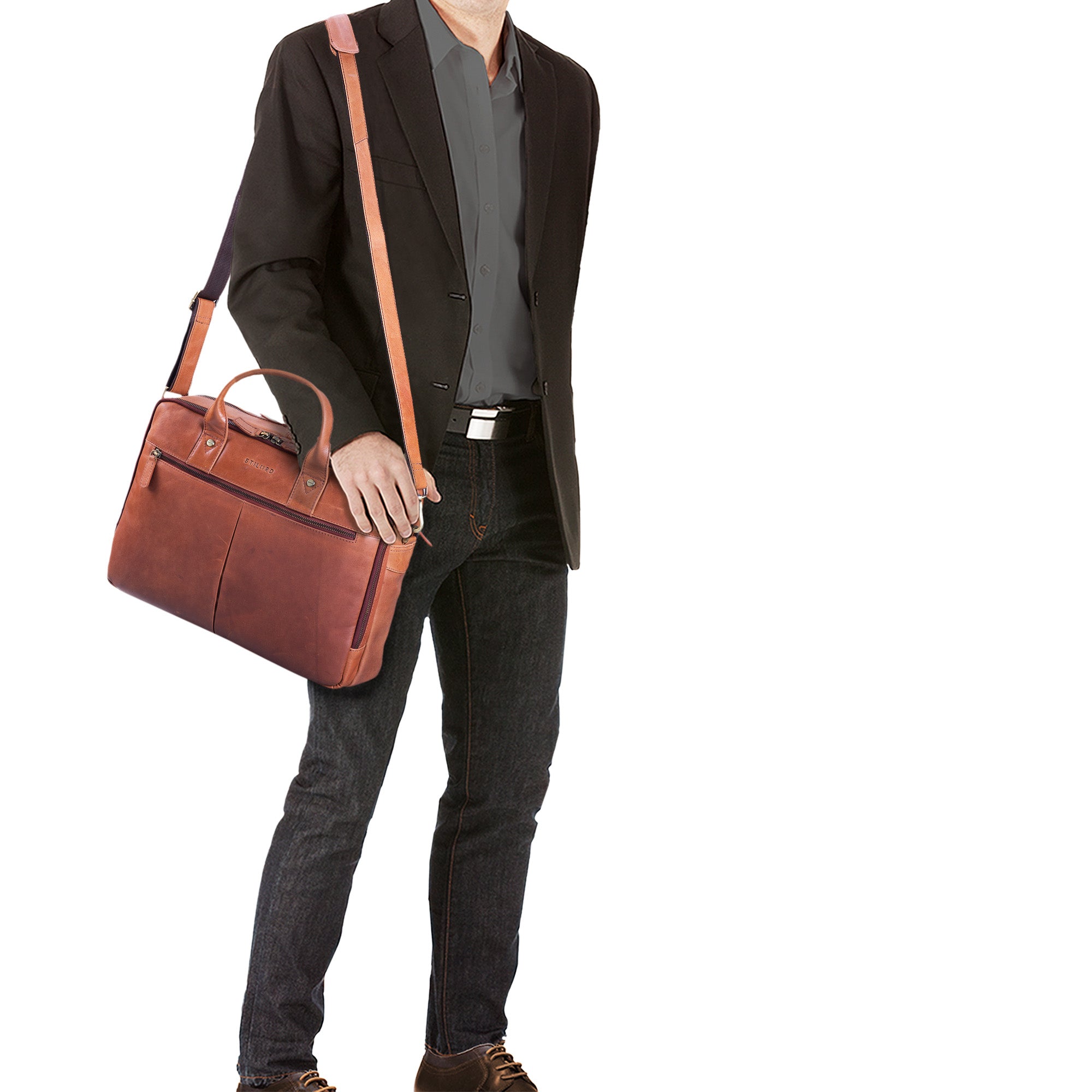Business Ledertasche cognac braun