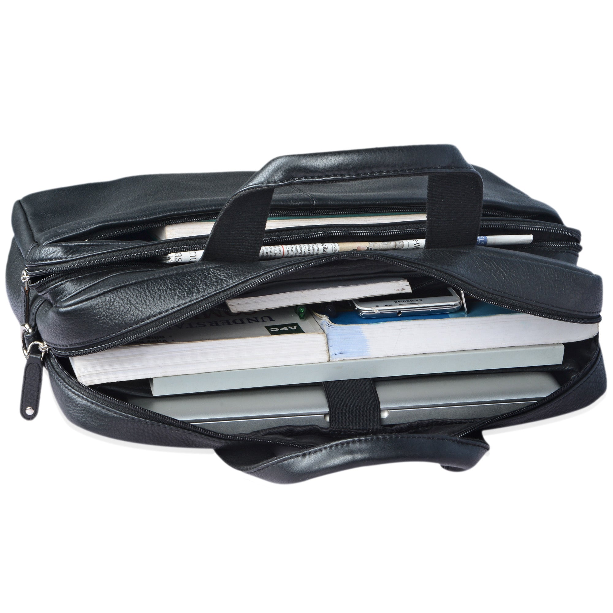 Businesstasche Leder schwarz mit Laptopfach 14 Zoll