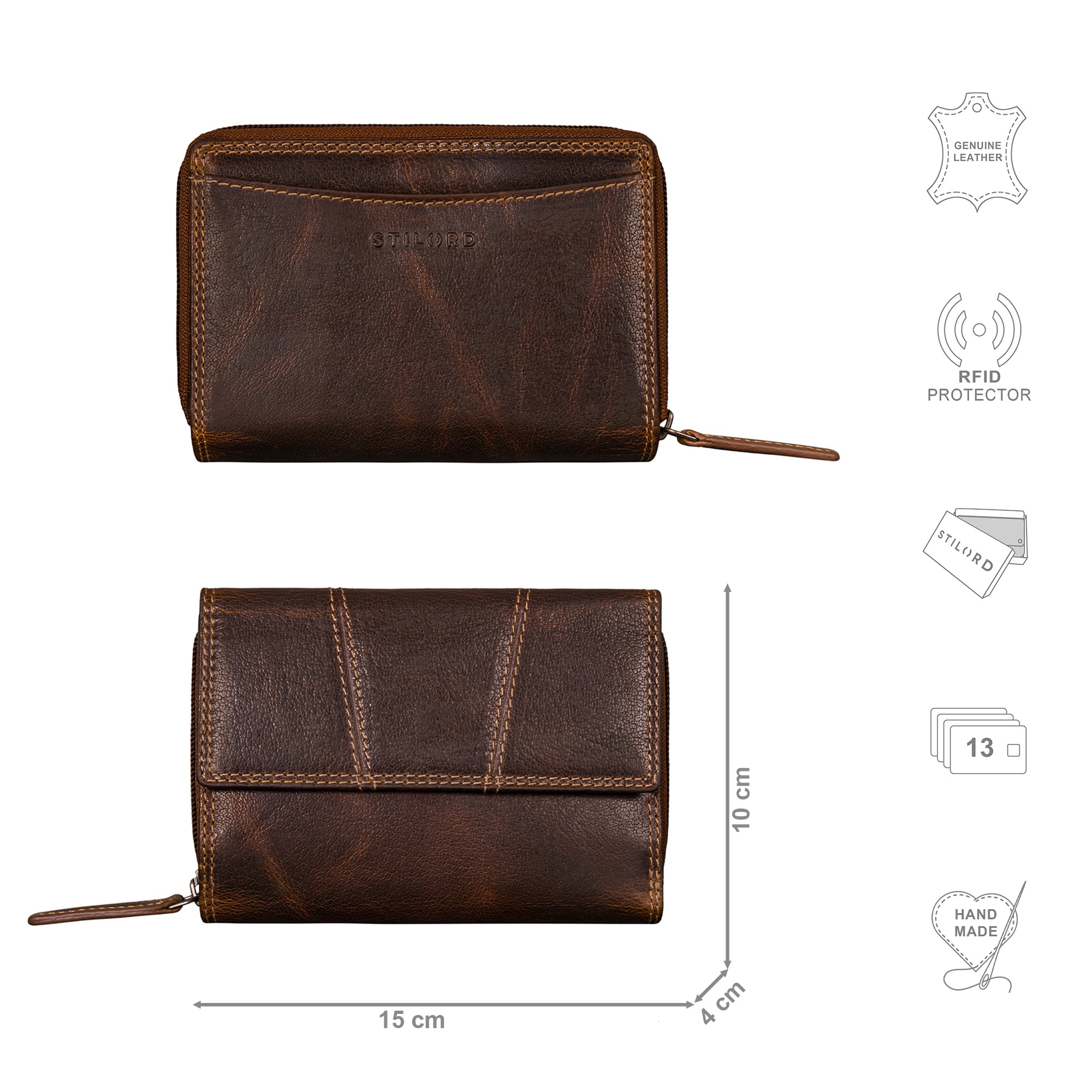 Großes Damen Portemonnaie Leder braun