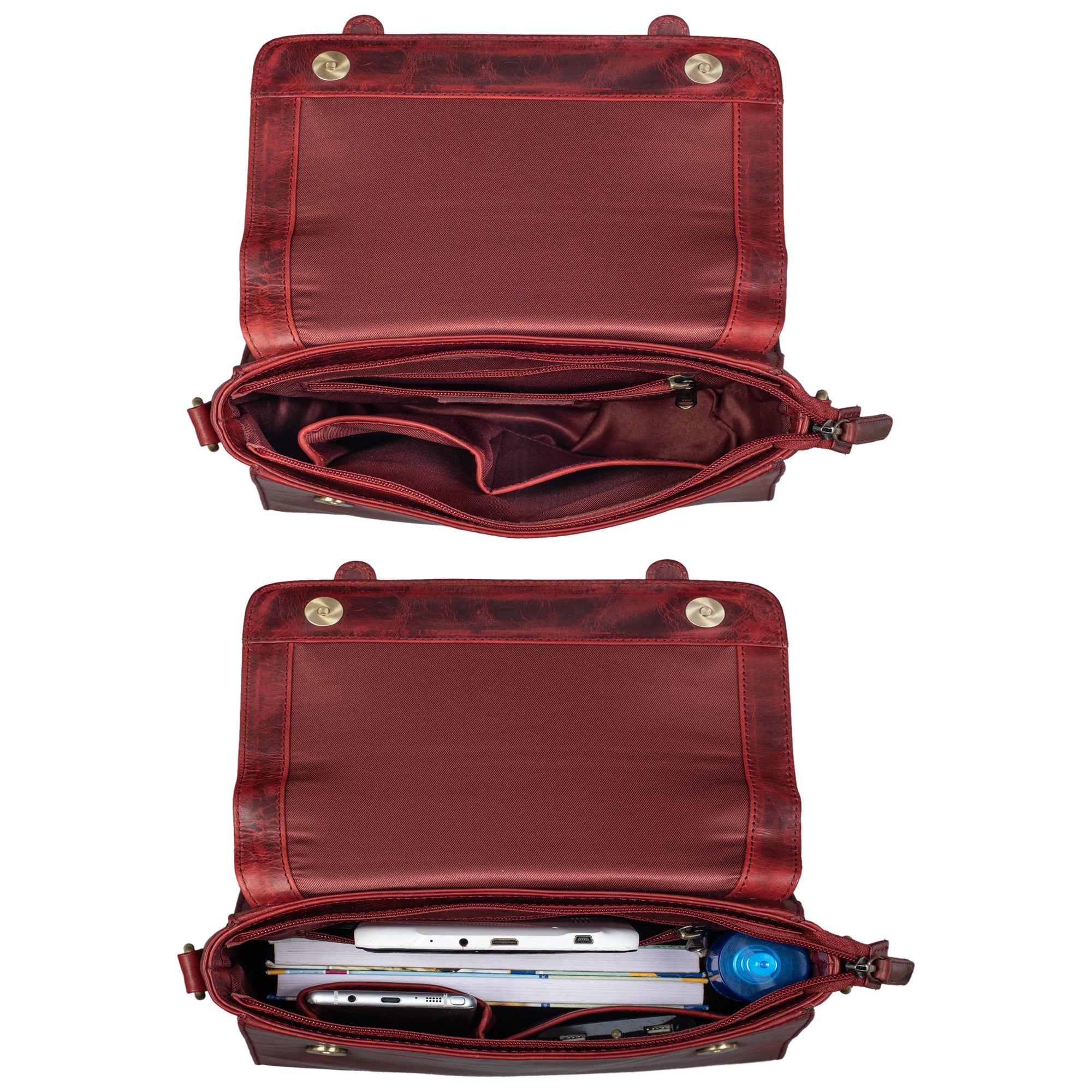 Ausgehtasche Leder vintage Frauen rot