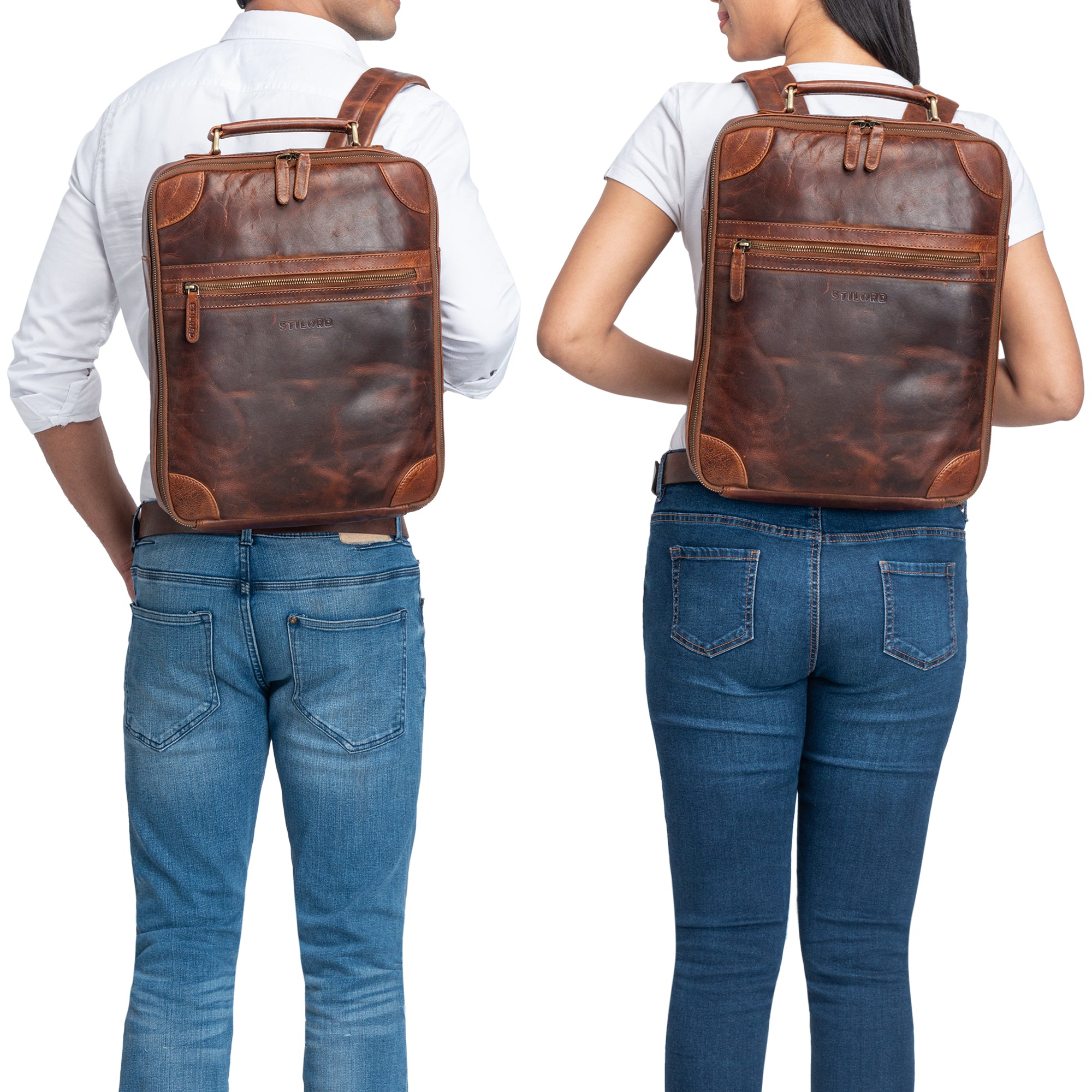 Männer Rucksack Echtleder braun