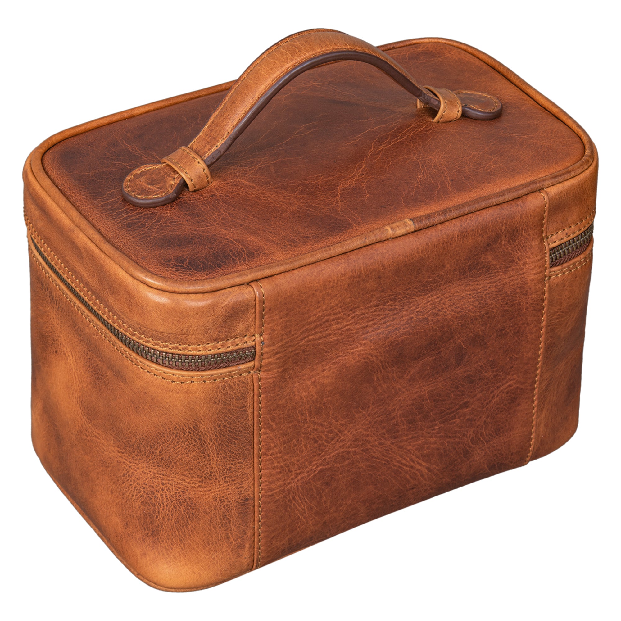 Grosse Leder Waschtasche mittel braun
