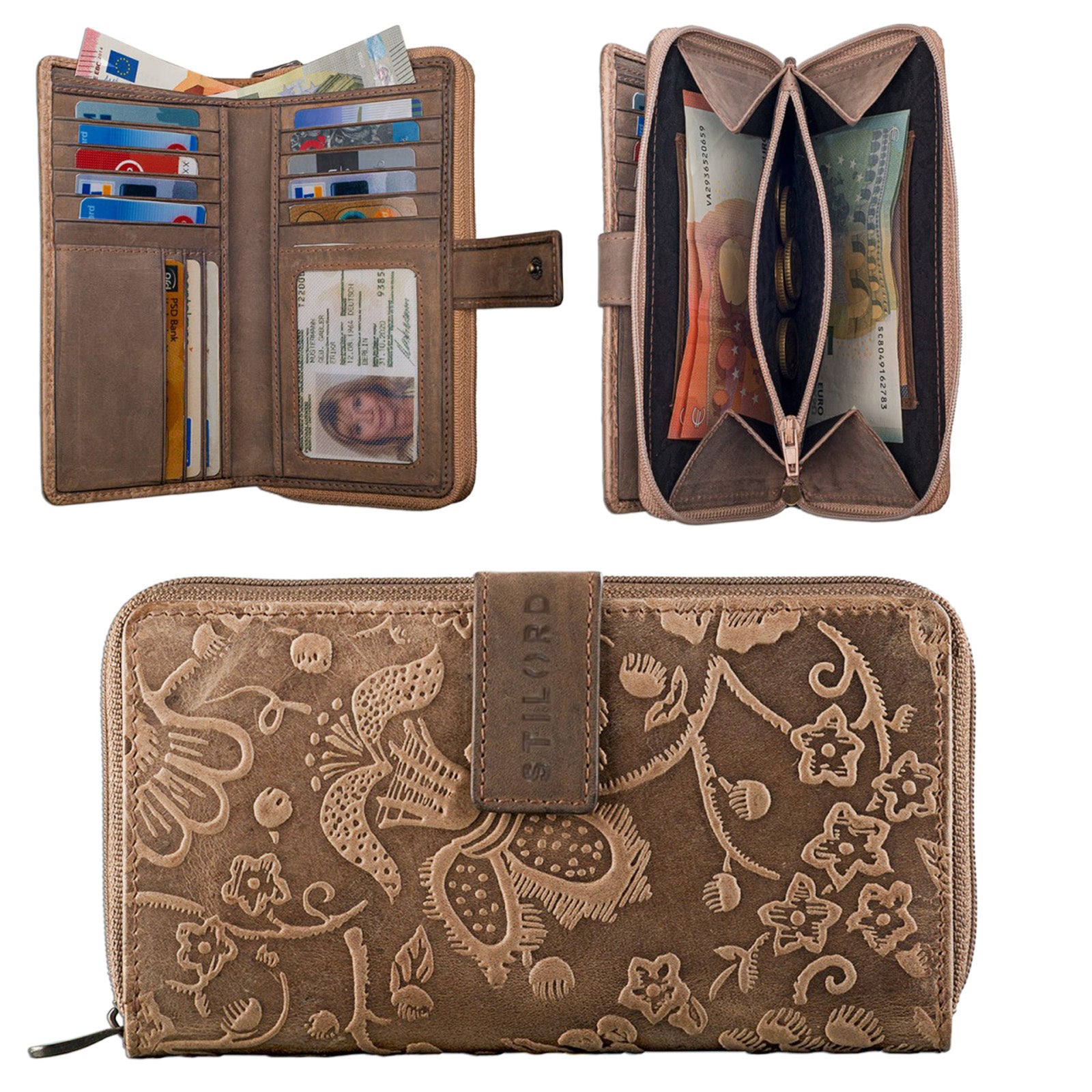 Elegante Leder Geldbörse braun