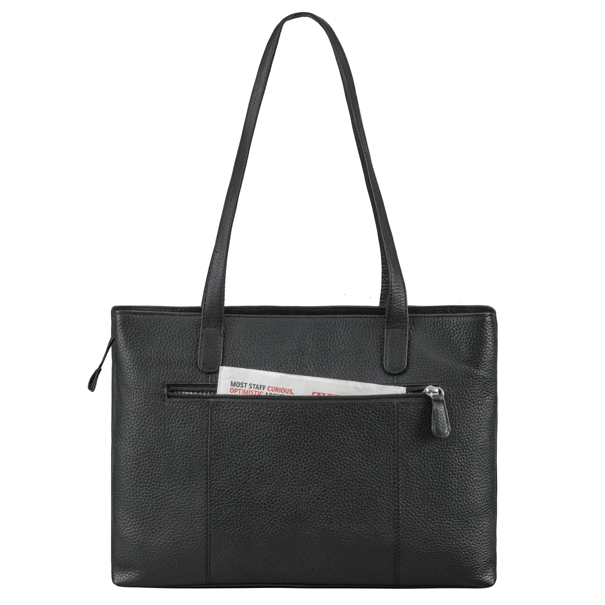 Große Tote Bag Damen Leder schwarz