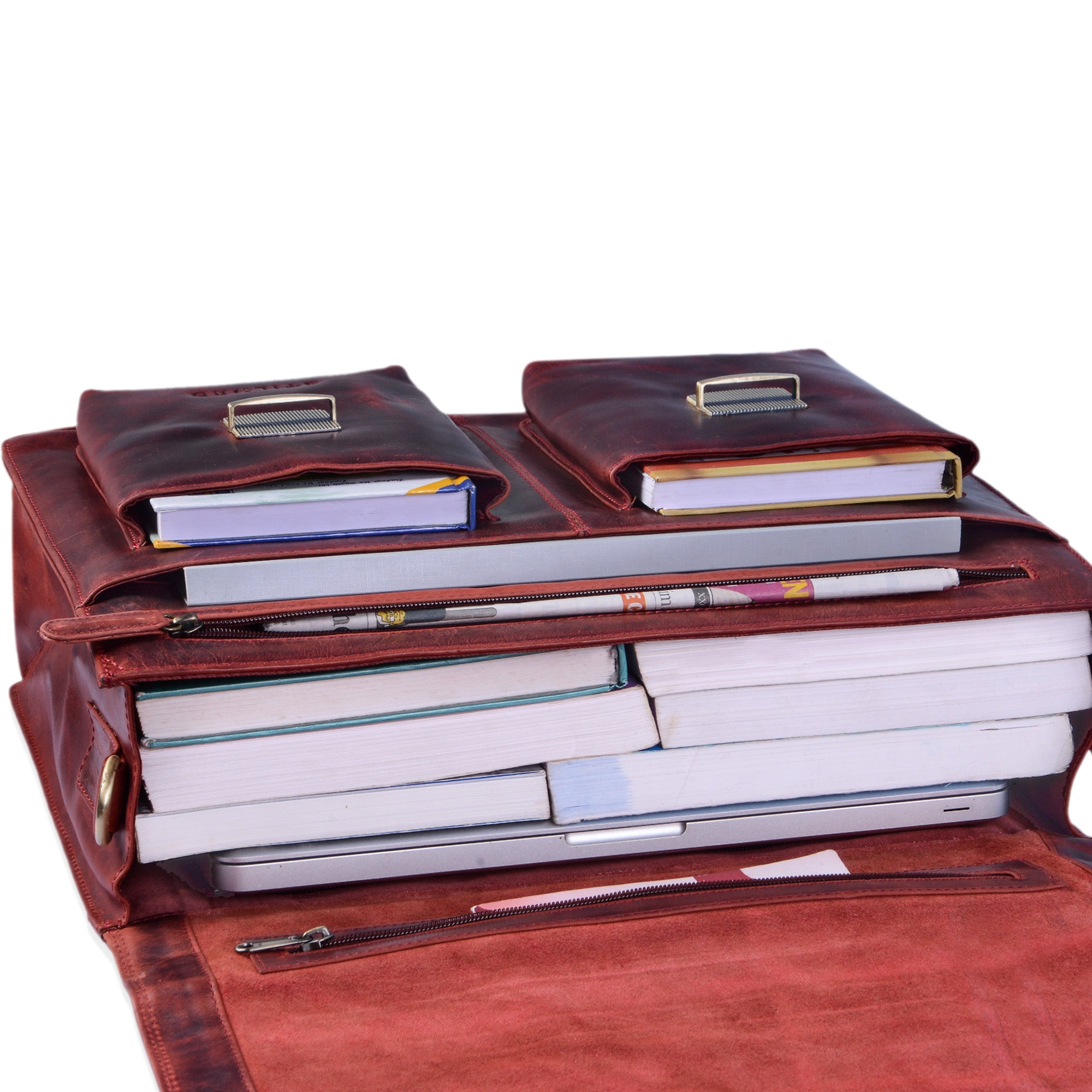 Leder Arbeitstasche Büro braun rot