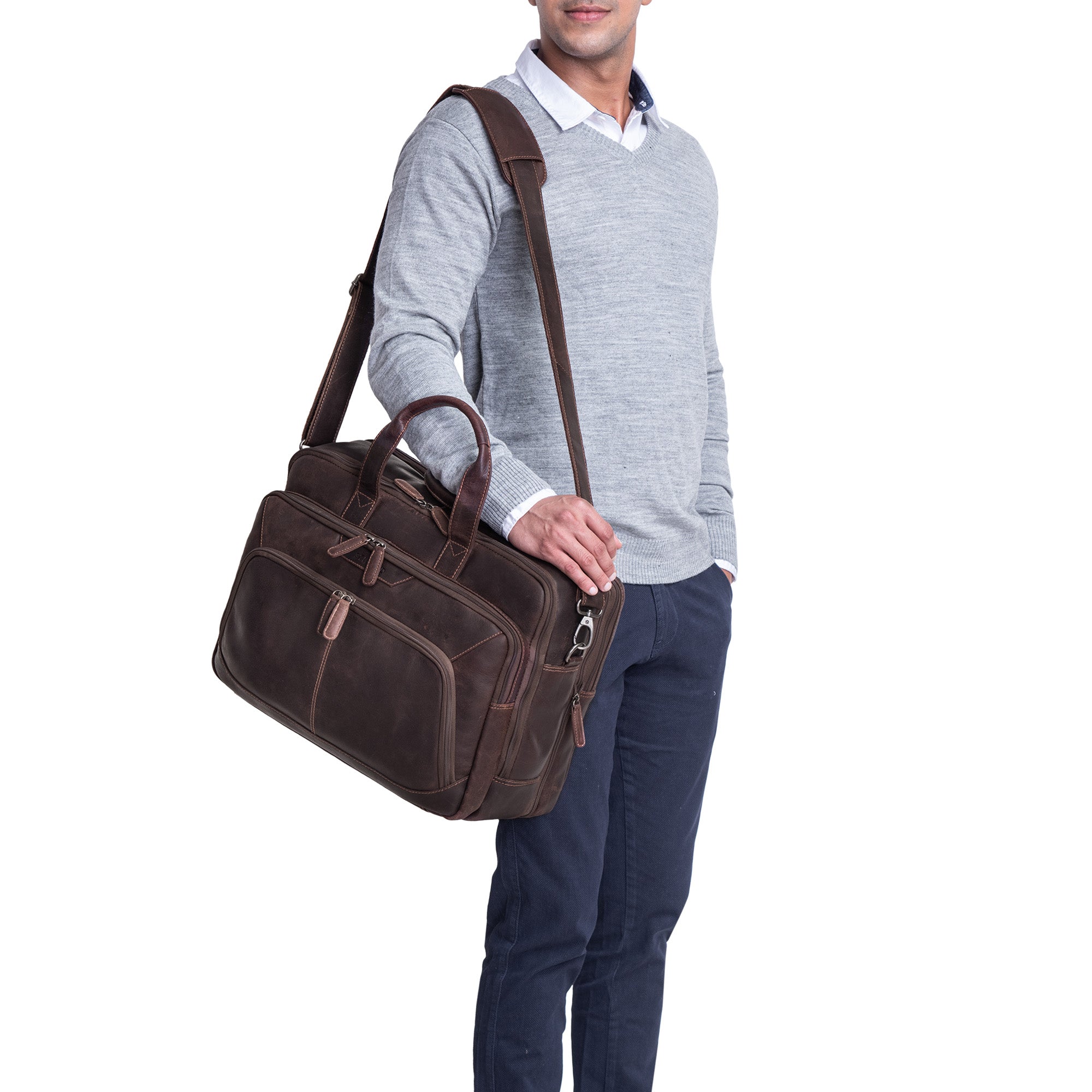 Große Ledertasche zum Umhängen