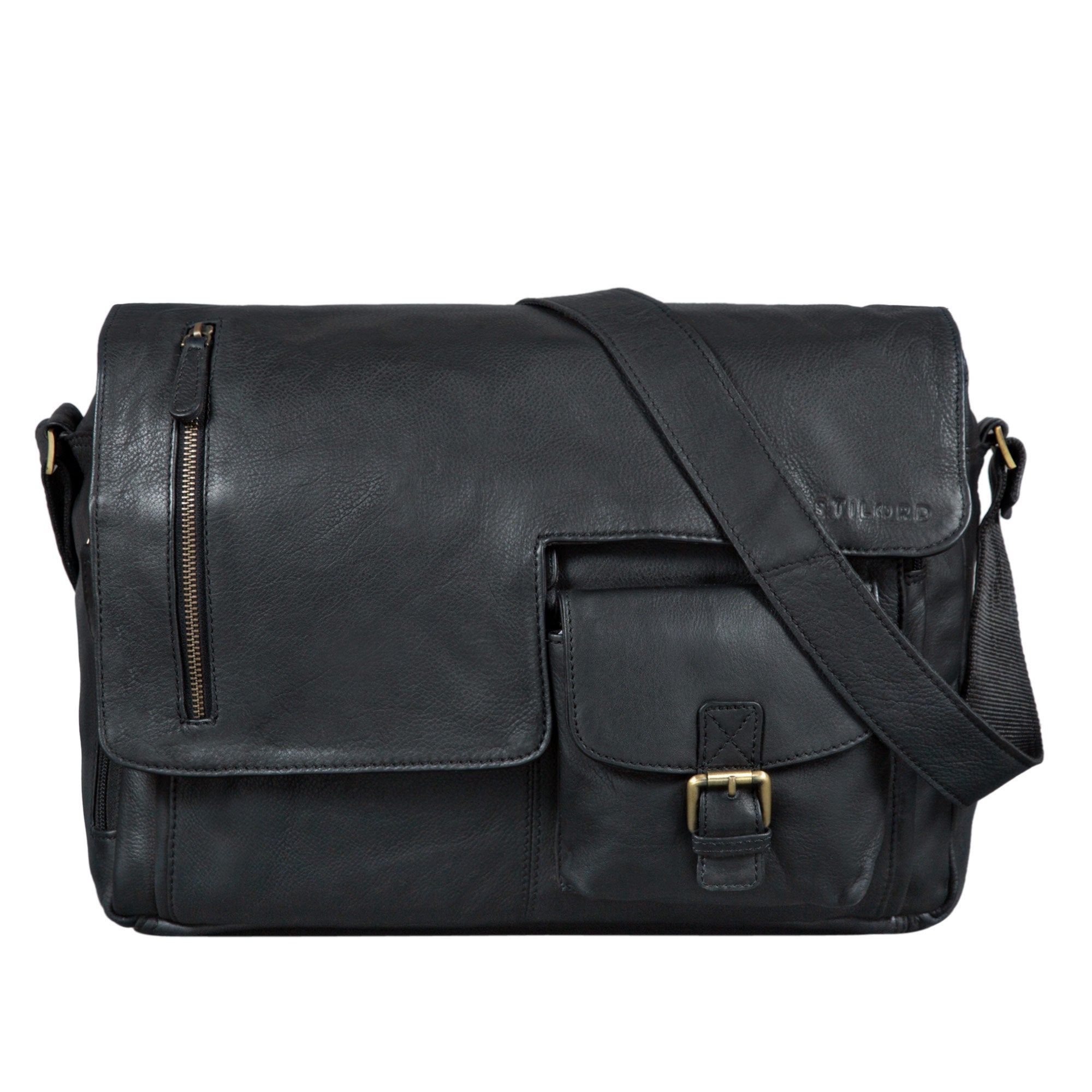 Laptoptasche 15.6 Zoll Leder schwarz