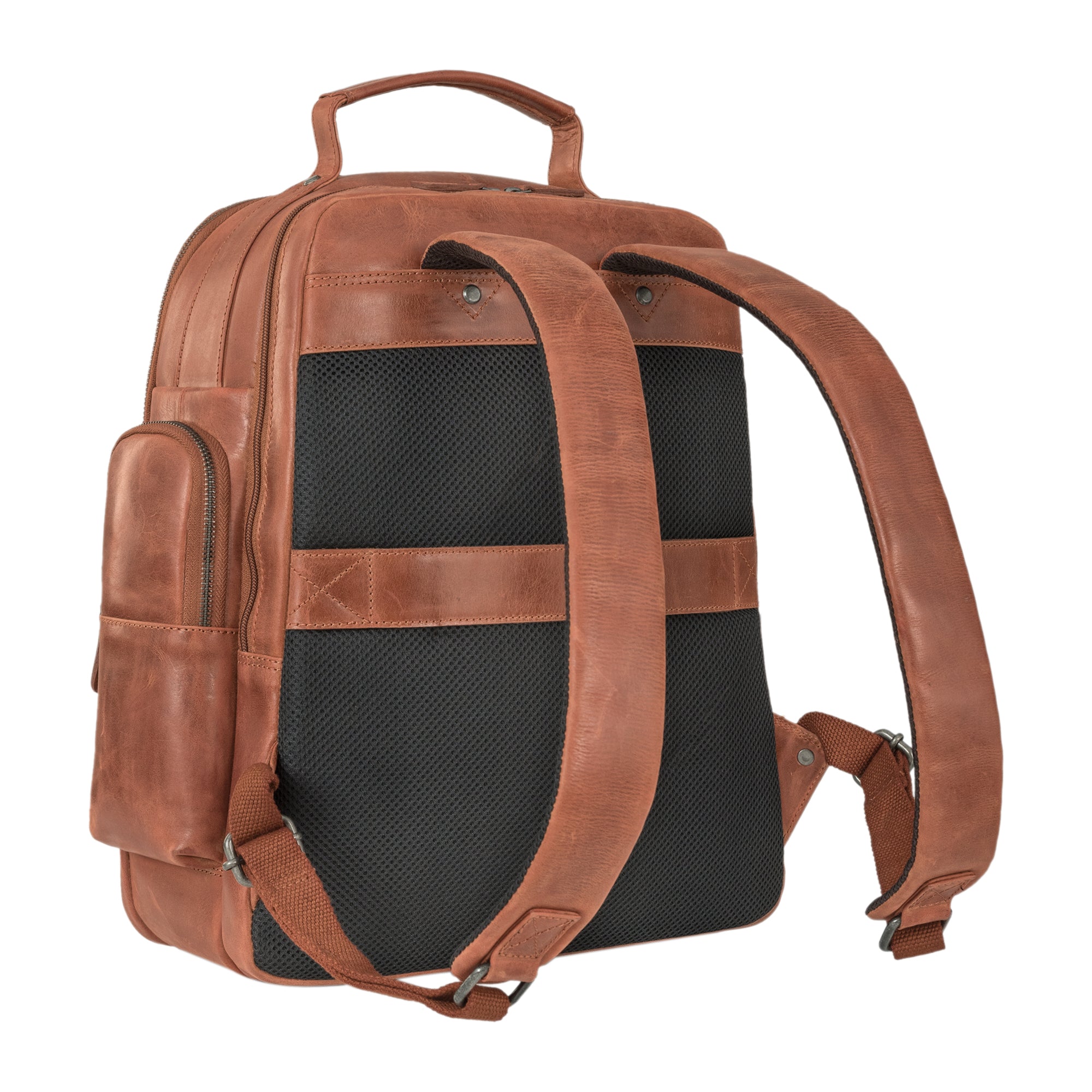 Damen Herren Brauner Lederrucksack