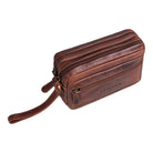 Echtes Leder Handgelenktasche Cognac