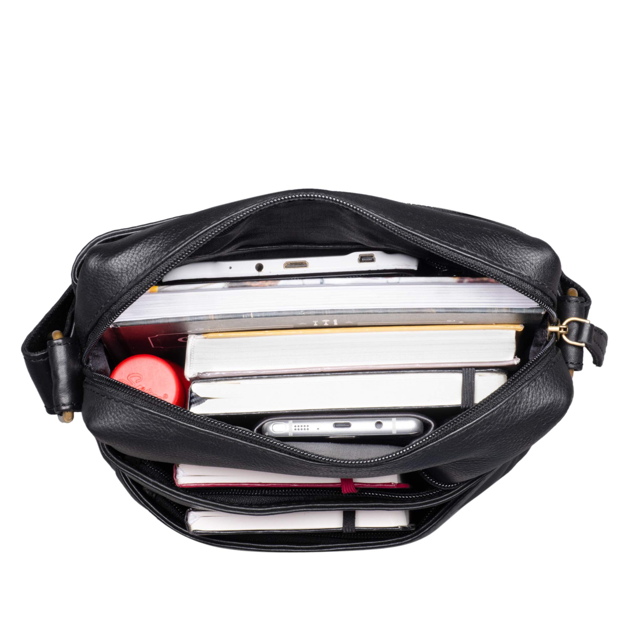 Handtasche zum Umhängen schwarzes Leder