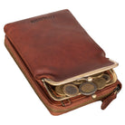 kleine braune Handyledertasche