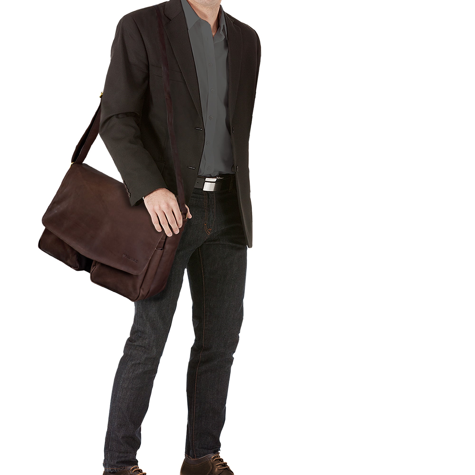 Bürotasche für Herren Leder Retro