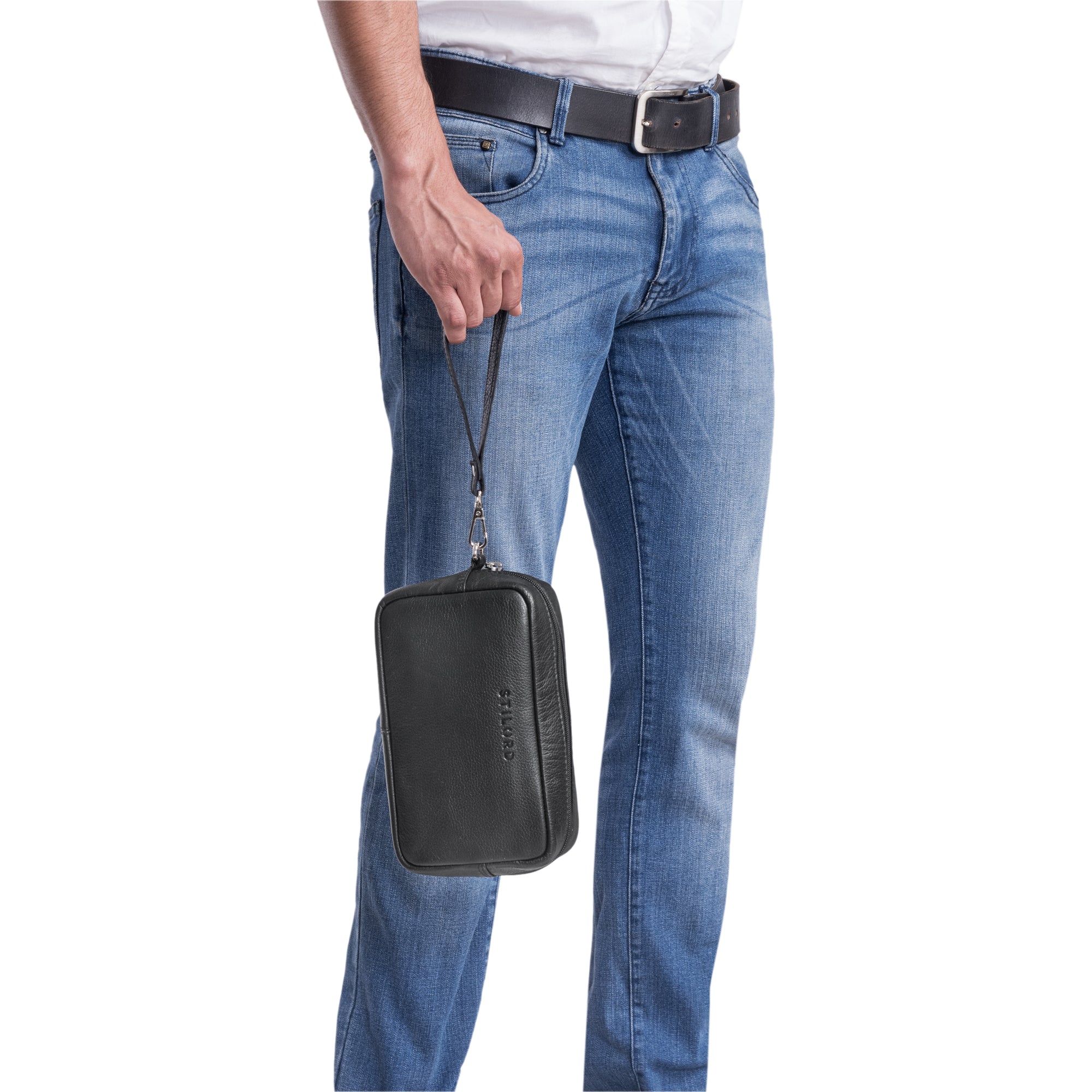 Ledertasche Herren schwarz Handgelenk