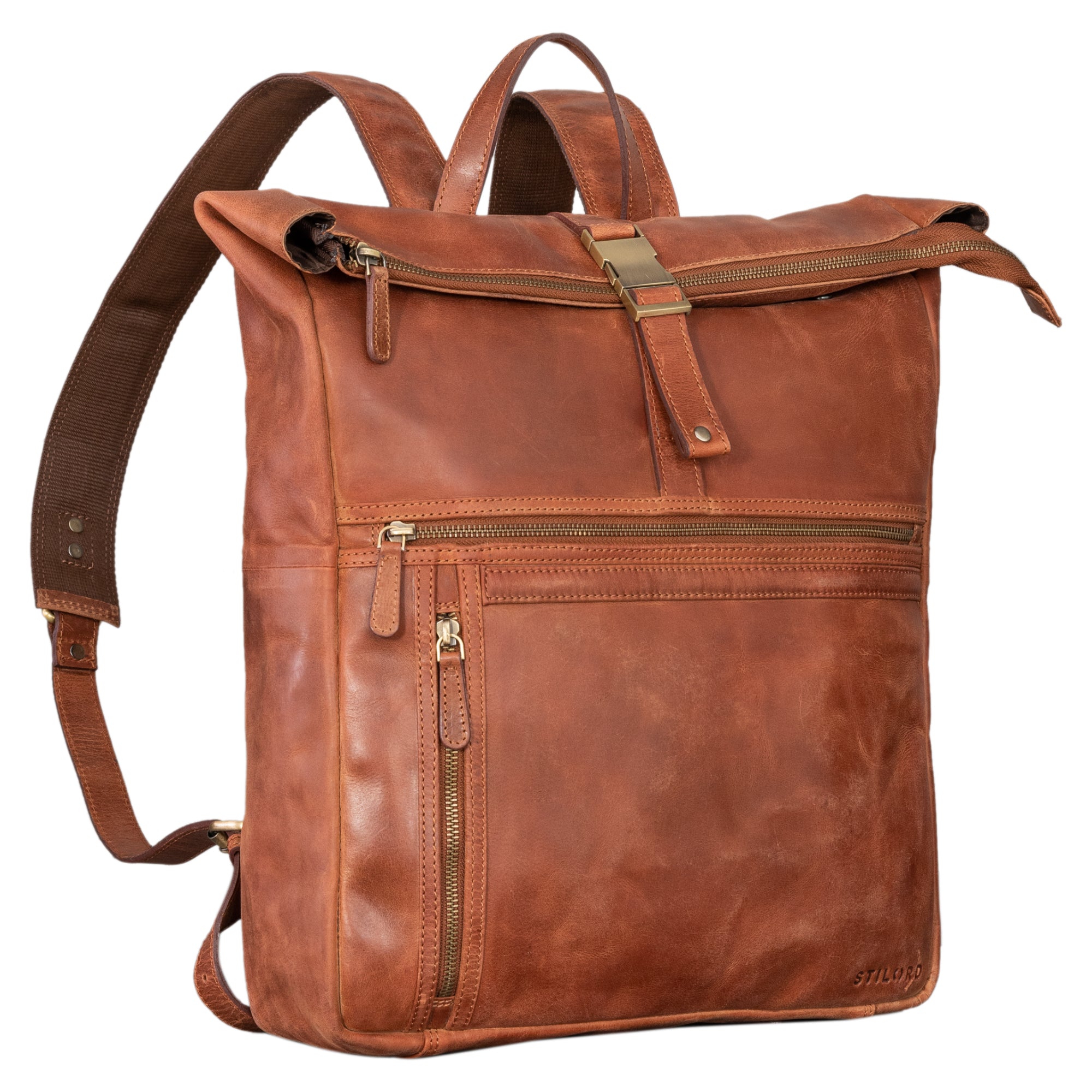 Rolltop Rucksack Leder braun hochwertig