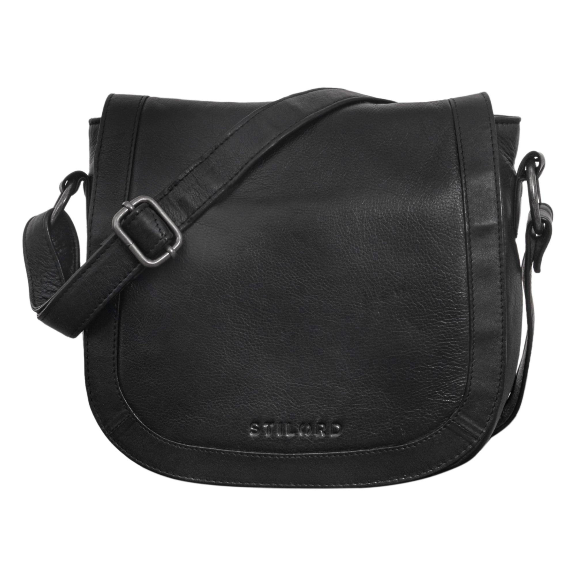 Schwarze freizeittasche echt leder kompakt
