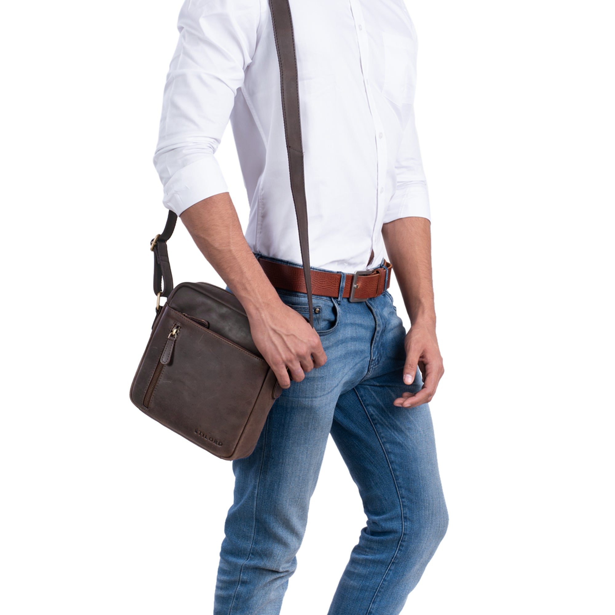 Vintage Ledertasche zum Umhängen mittel groß