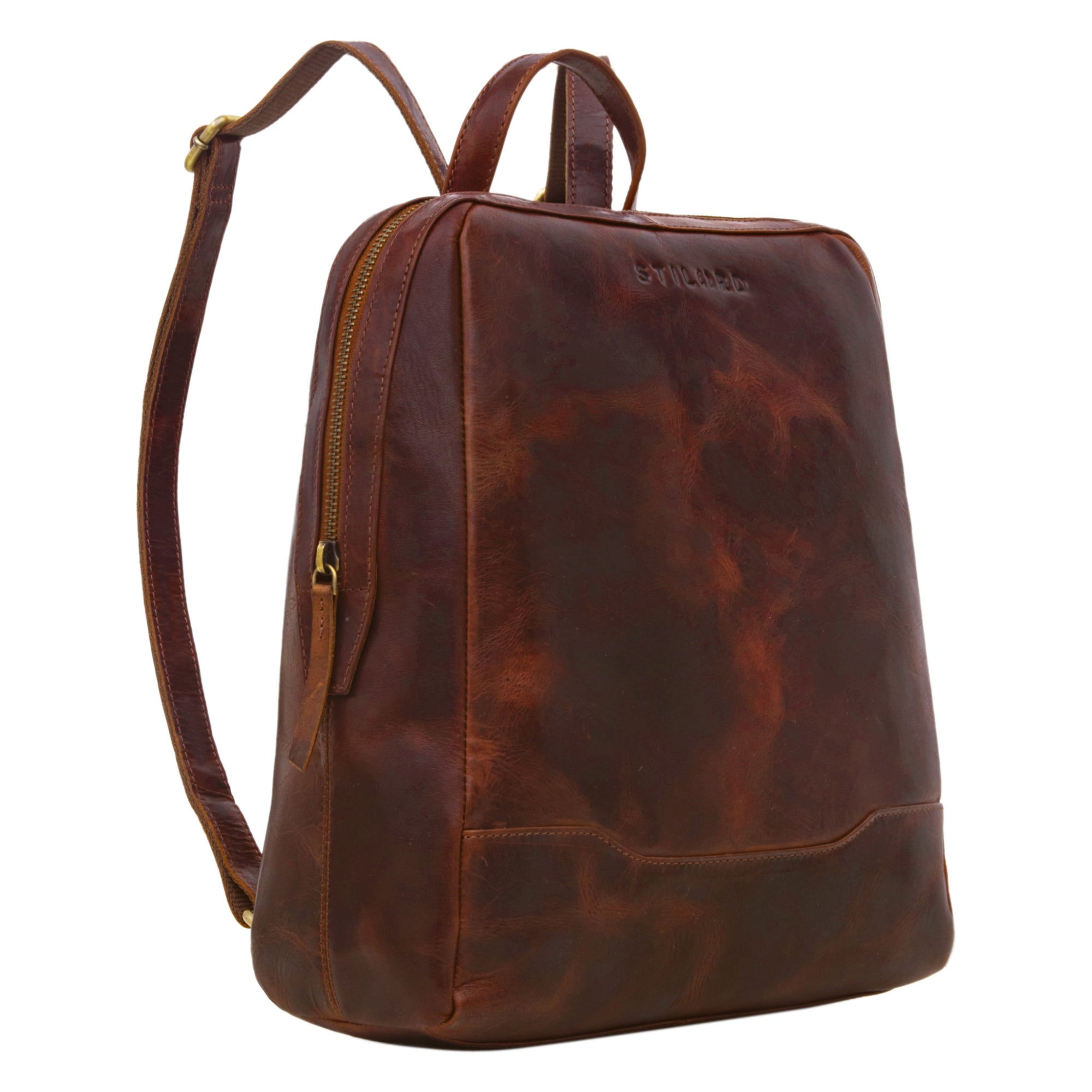 Vintage daypack rucksack leder schwarz