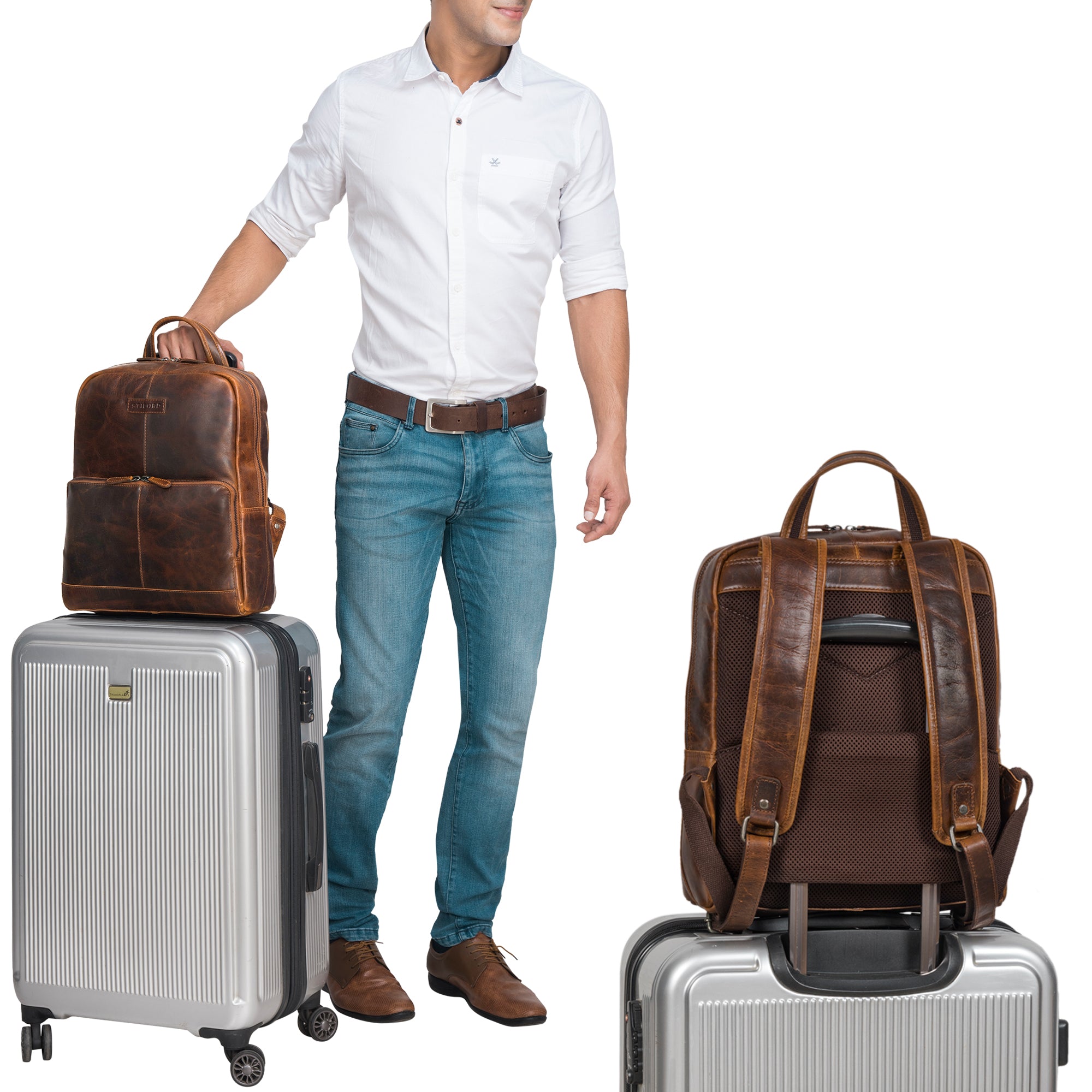 Herren Rucksack Laptop braun