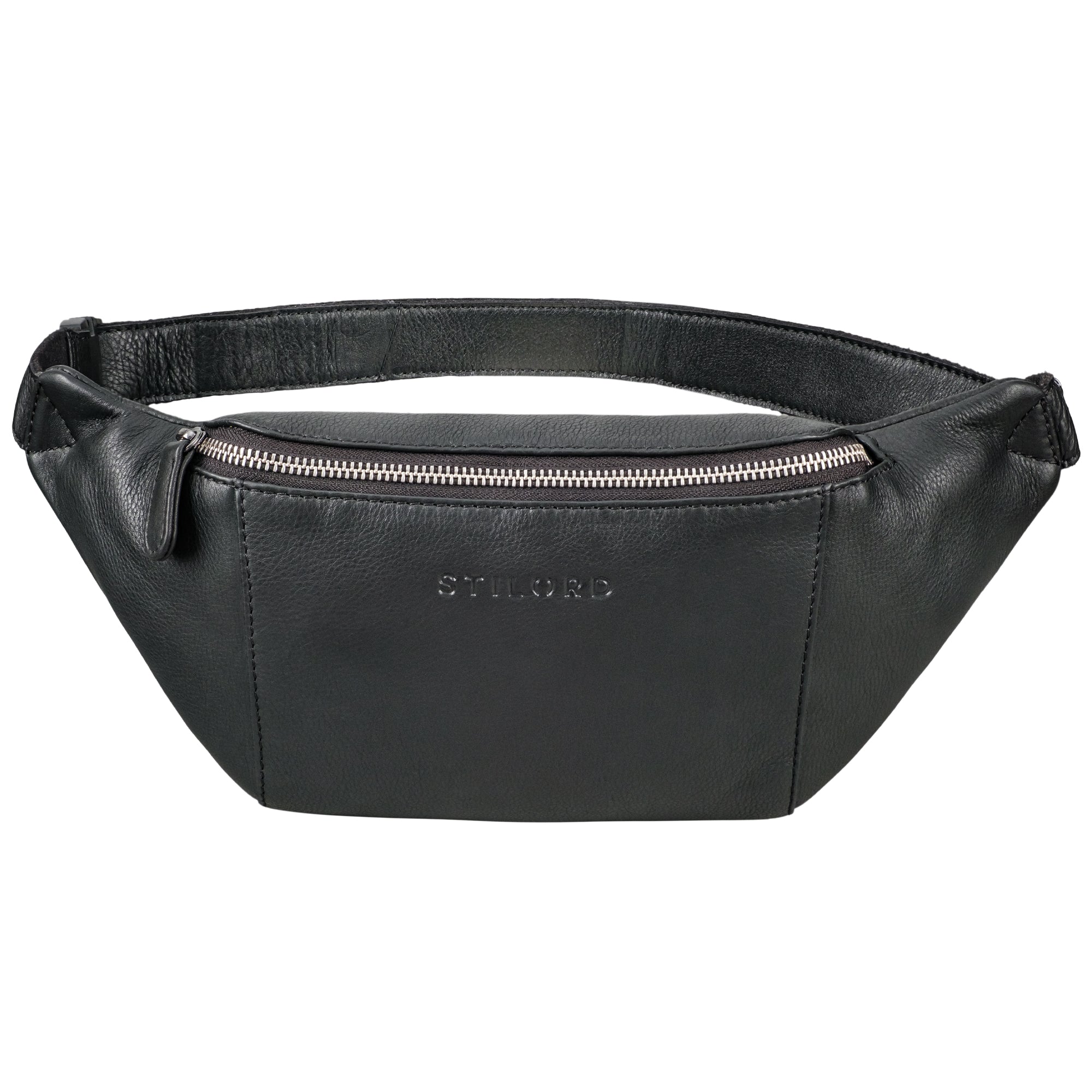 Brusttasche Herren Leder schwarz mit verstellbarem Gurt