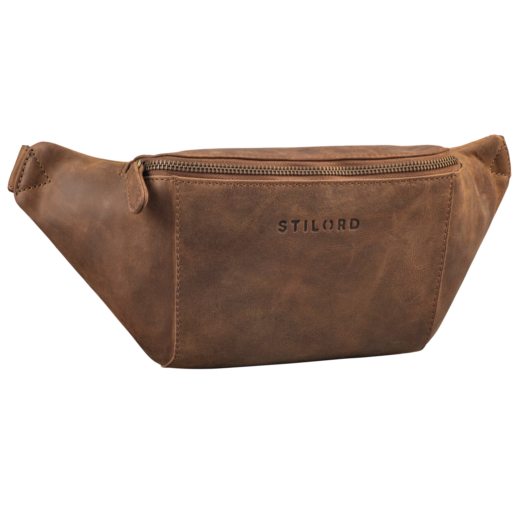 Vintage Damen Hüfttasche Leder braun mit Reißverschluss