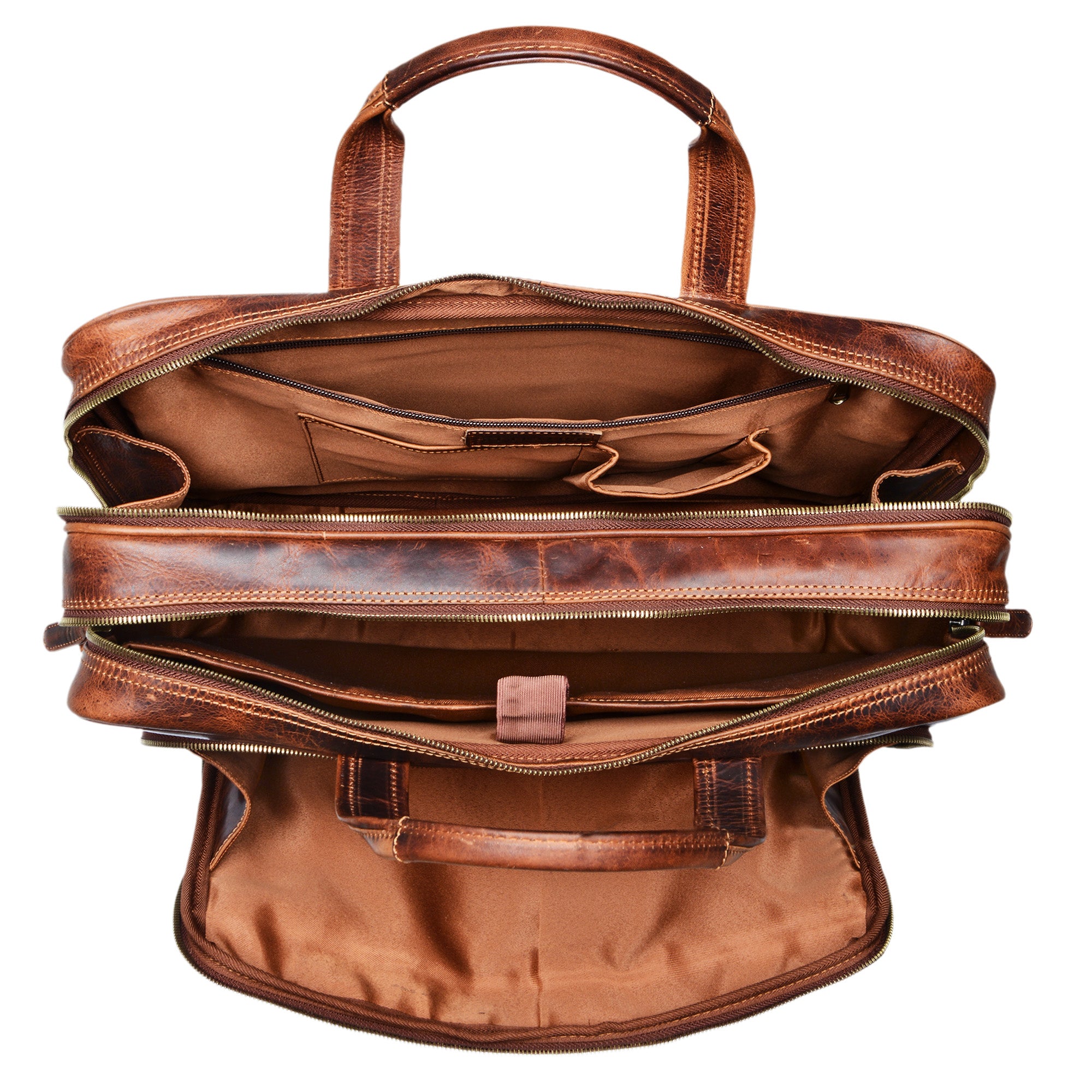 Leder Bürotasche Vintage braun Damen Herren Schultertasche