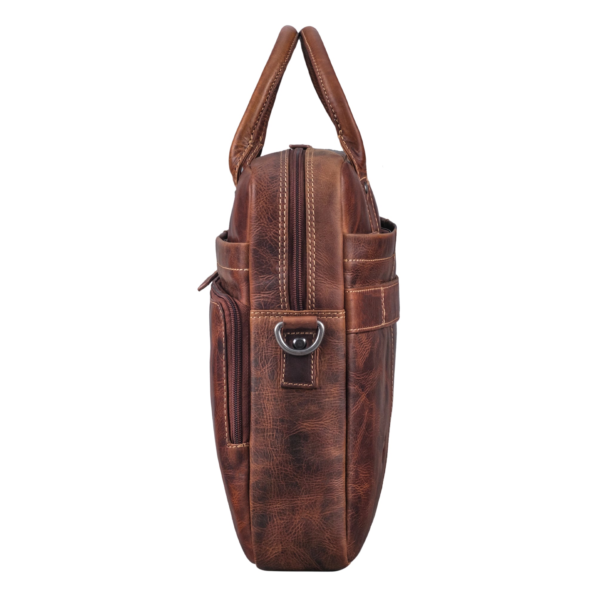 Leder Laptoptasche braun mit abnehmbarem Schultergurt