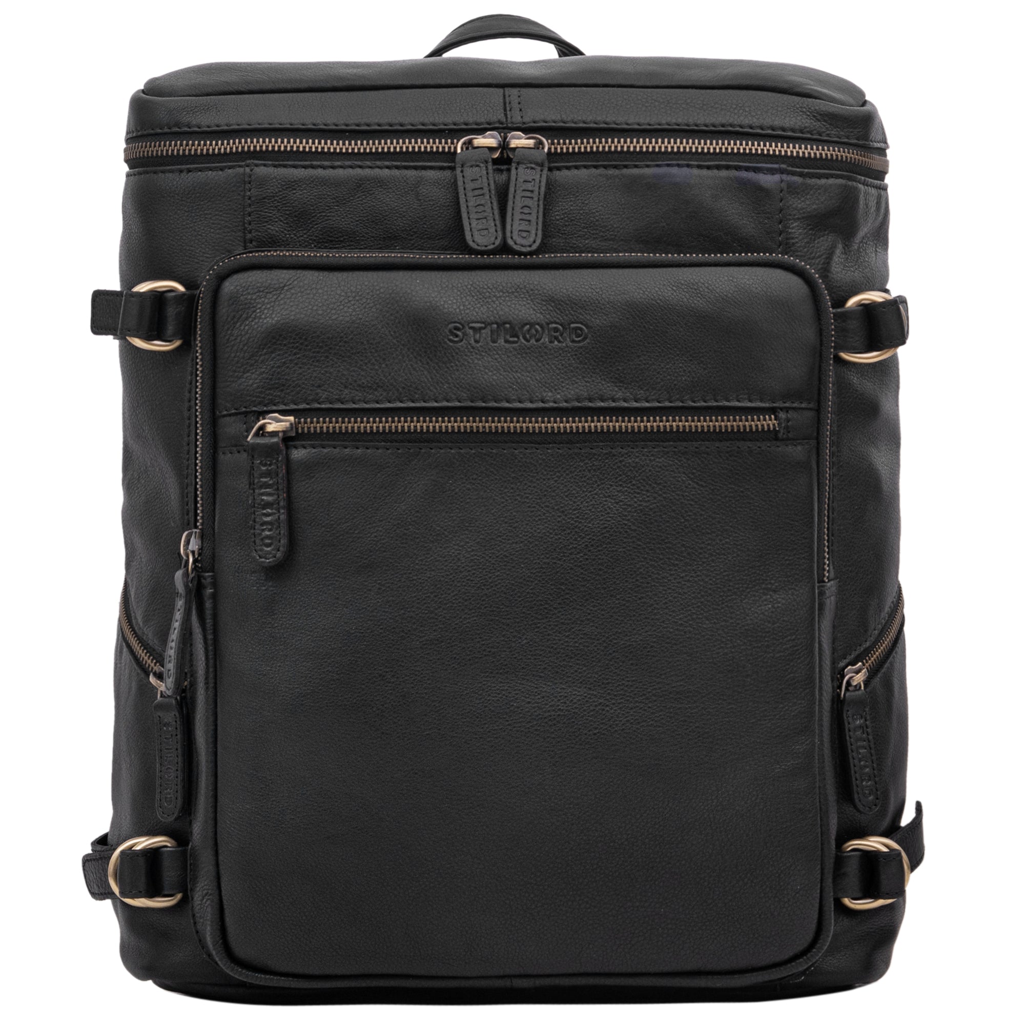 Unirucksack Leder Schwarz
