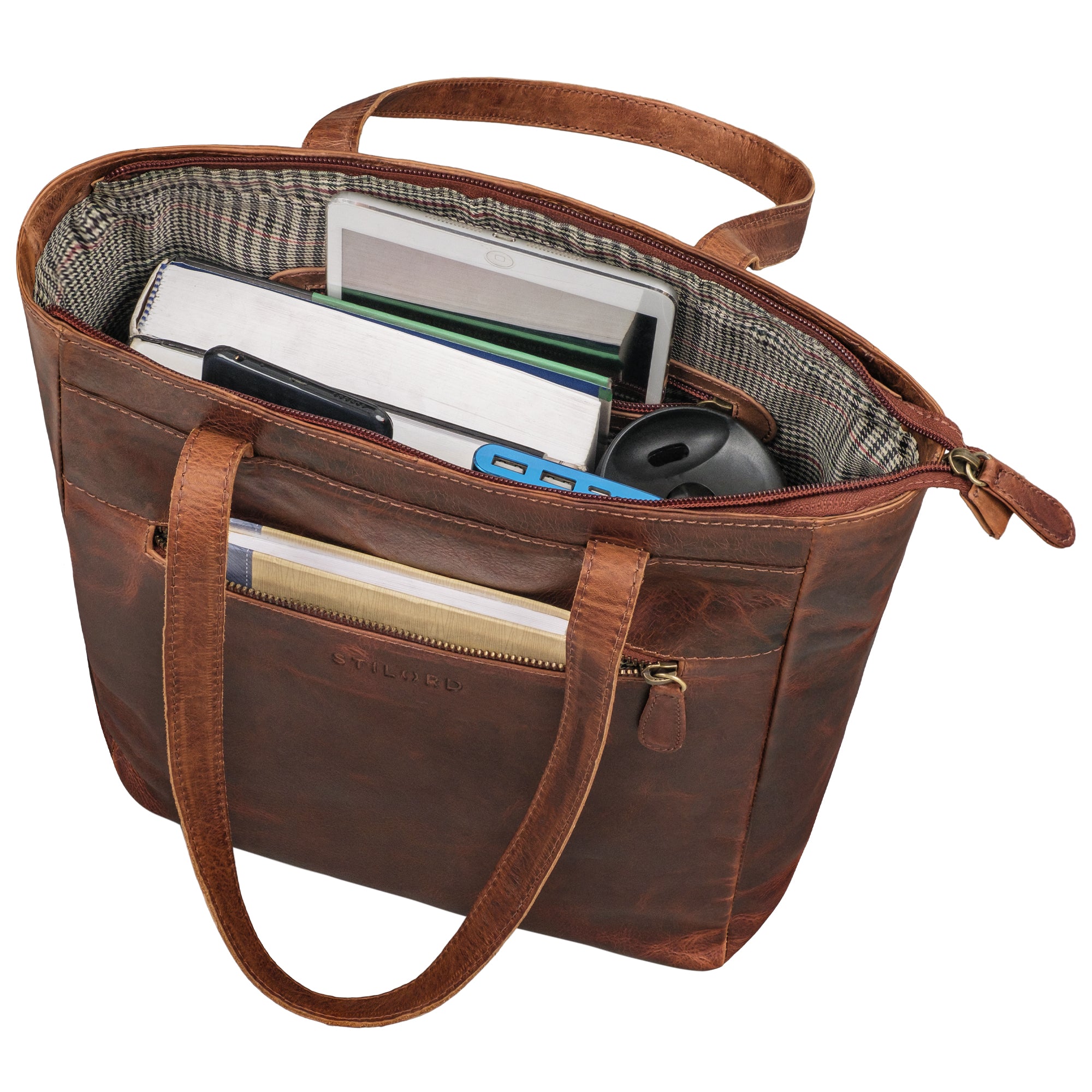 Shopper Leder cognac mit großem Hauptfach