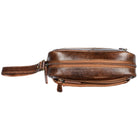 Kleine Leder Handgelenktasche braun