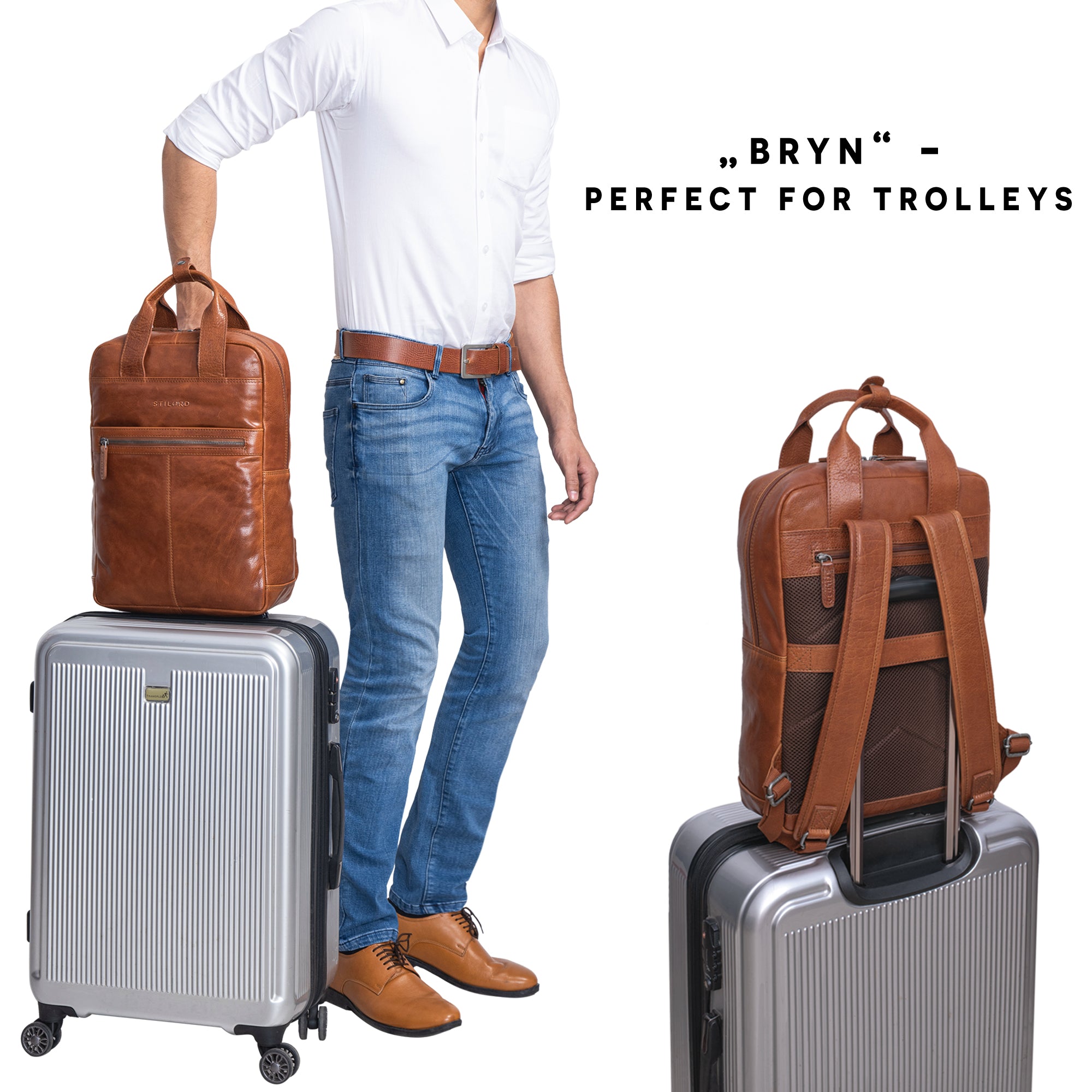 Leder Businessrucksack Herren