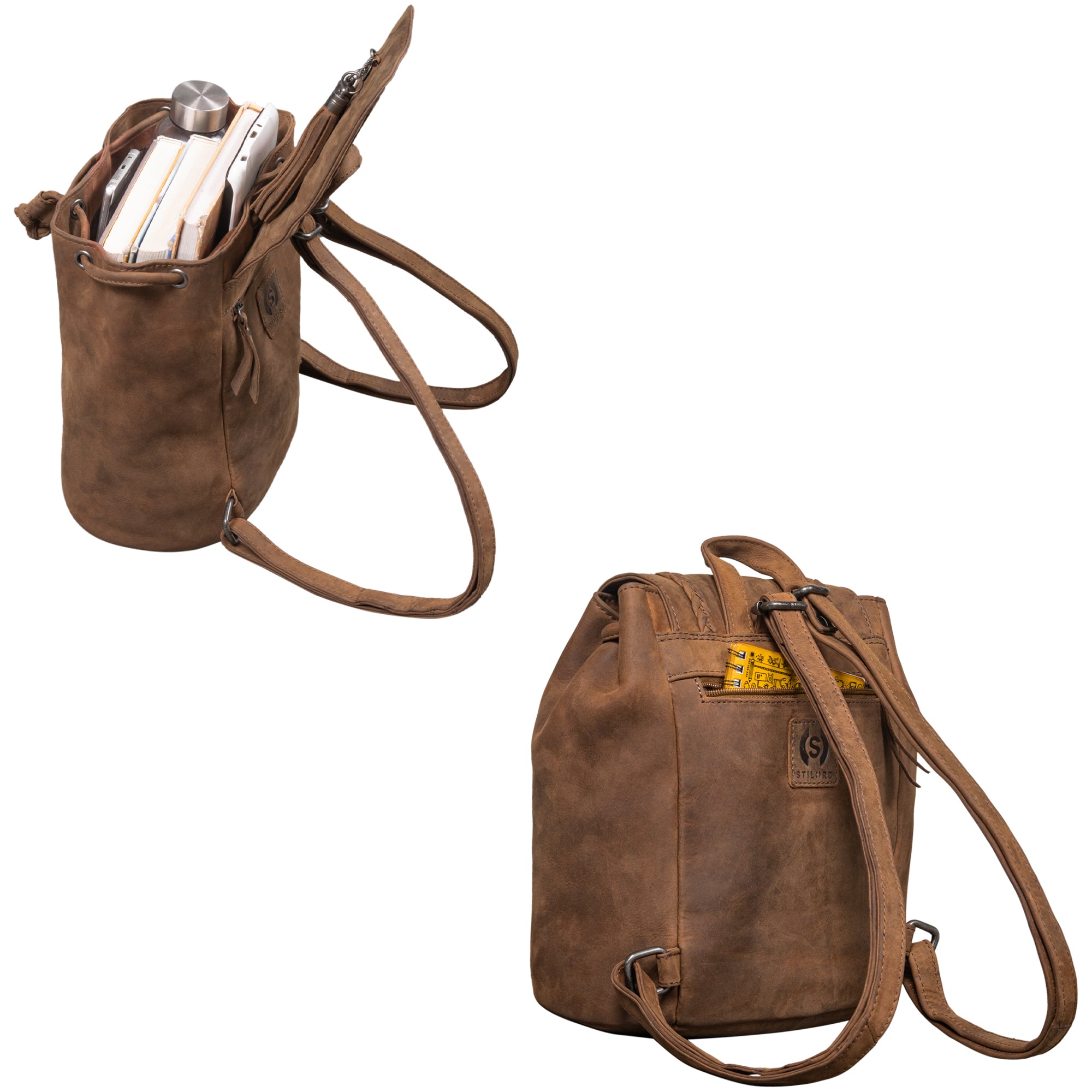 Damenrucksack leder vintage braun