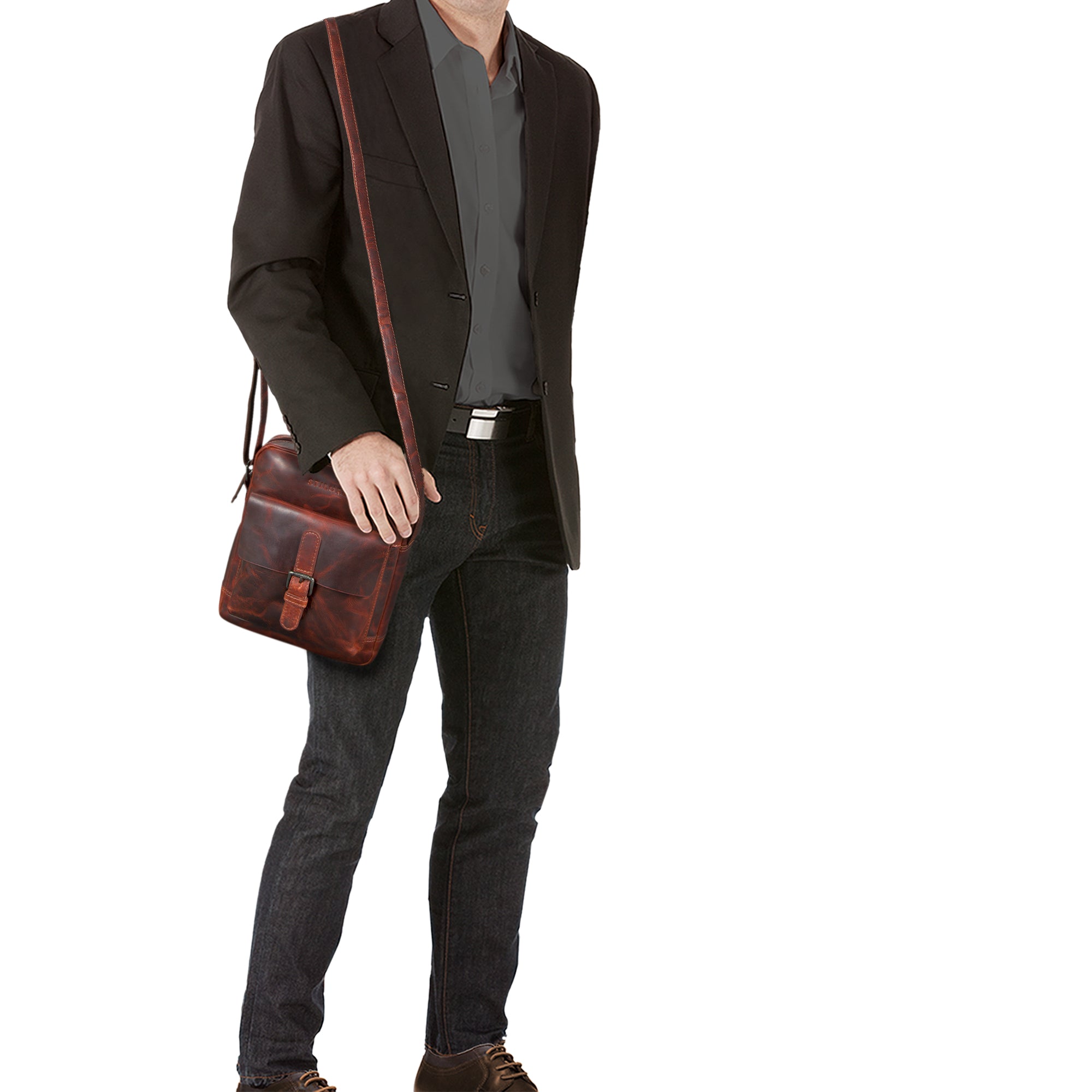 Ledertasche DIN A5 Umhängetasche braun