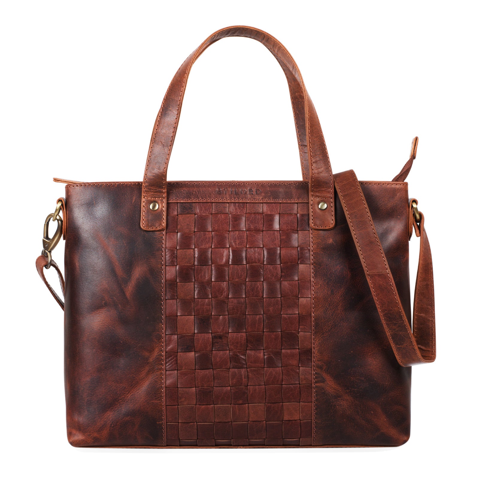 Handtasche geflochten Leder Braun