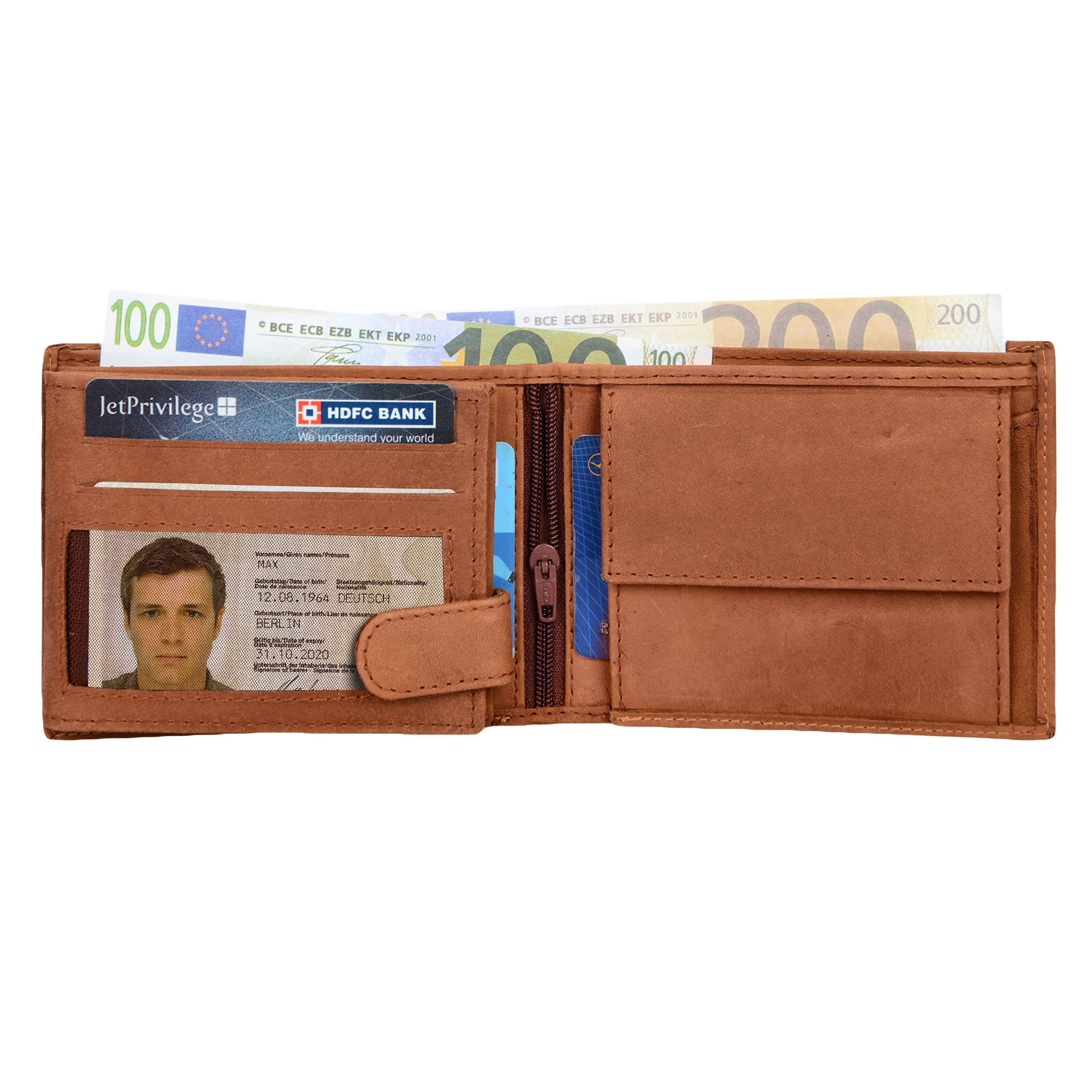 Herren Brieftasche groß Echtleder braun