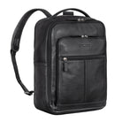 Laptoprucksack 17 Zoll Glattleder schwarz