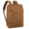 Großer Laptoprucksack braun aus der schrägen Frontalperspektive