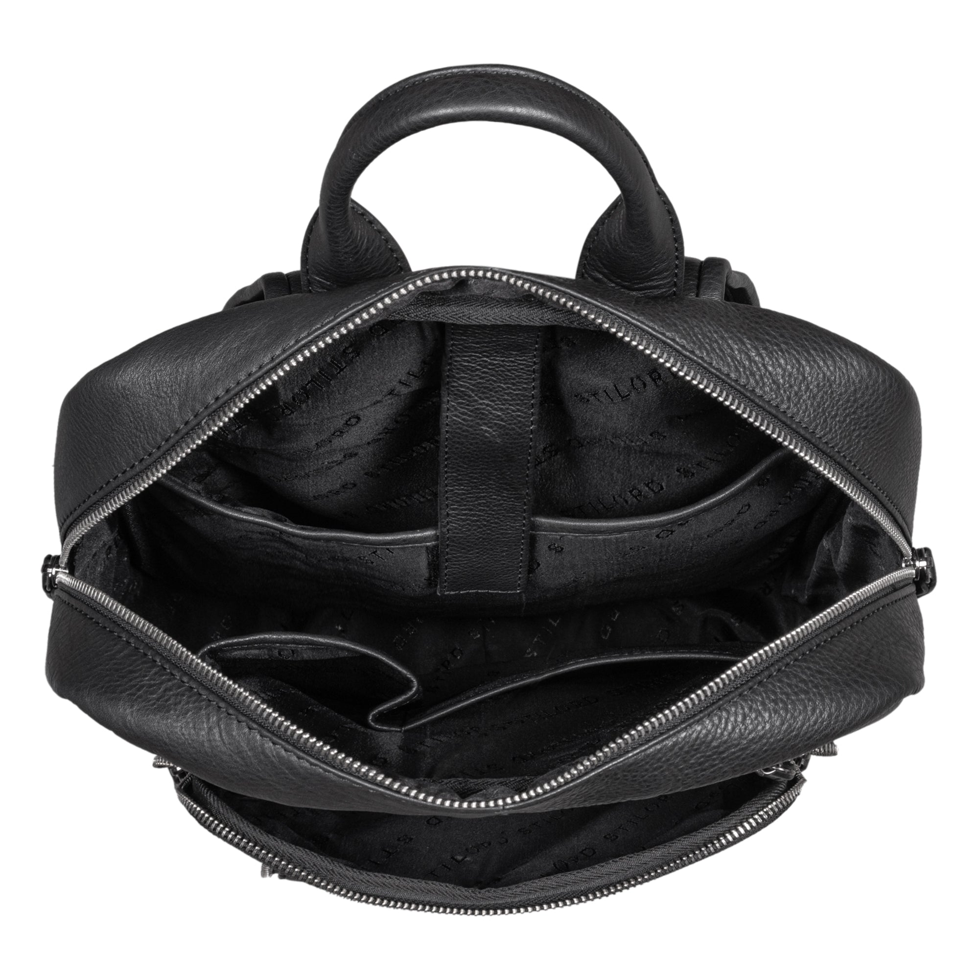 Leder Schulrucksack schwarz